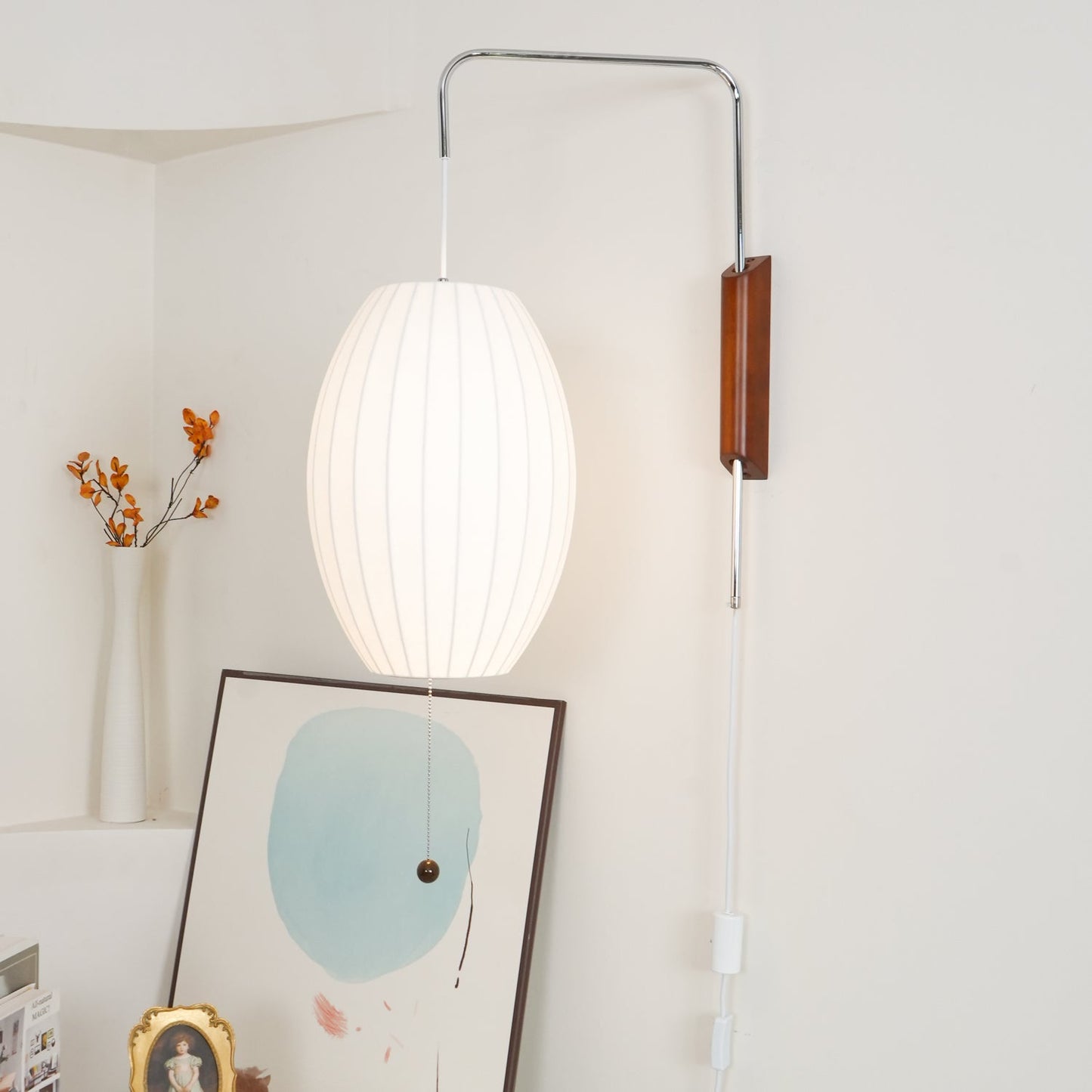 Modern Wall Lamp Sconce with Pull Cord | Adjustable Wall Light for Bedroom