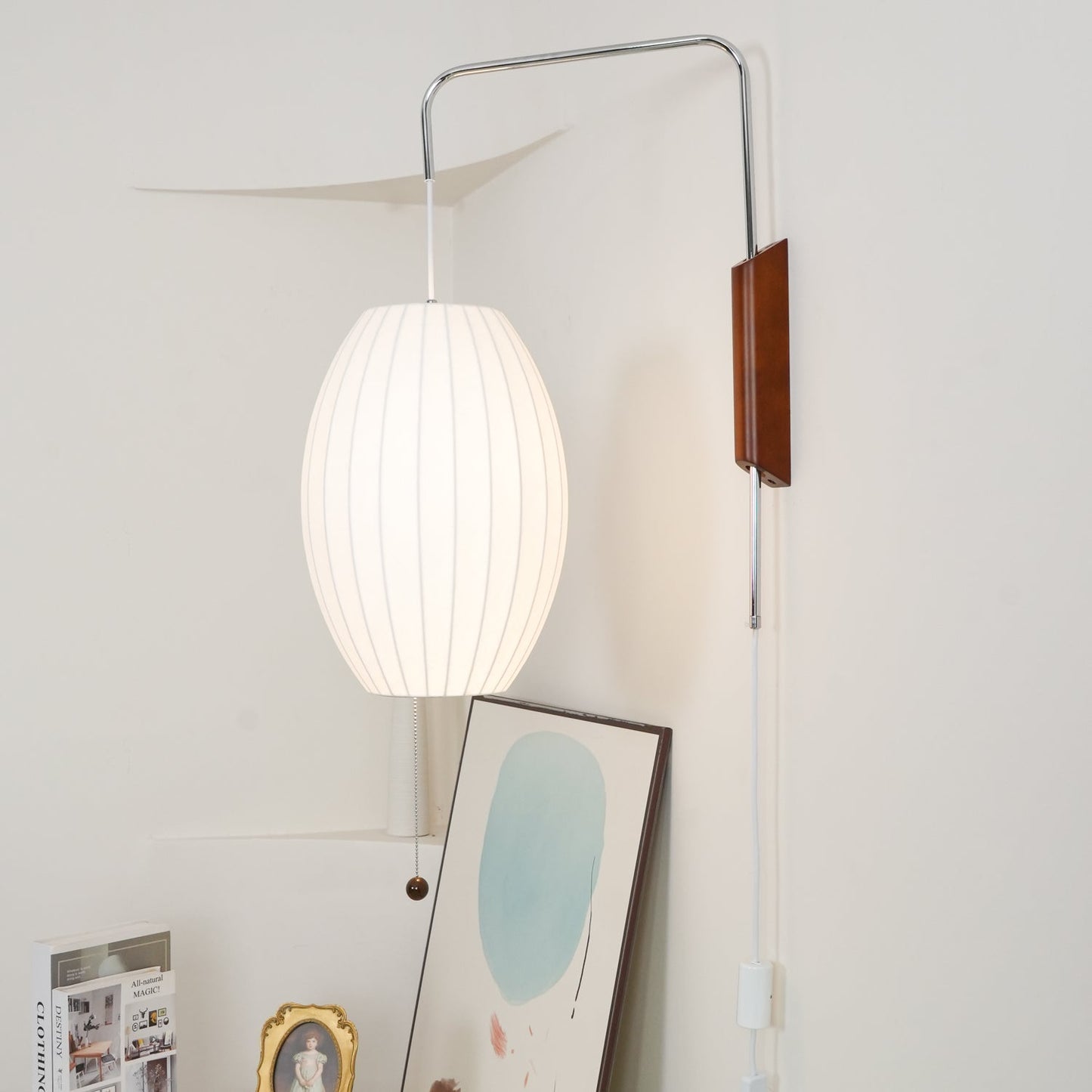 Modern Wall Lamp Sconce with Pull Cord | Adjustable Wall Light for Bedroom
