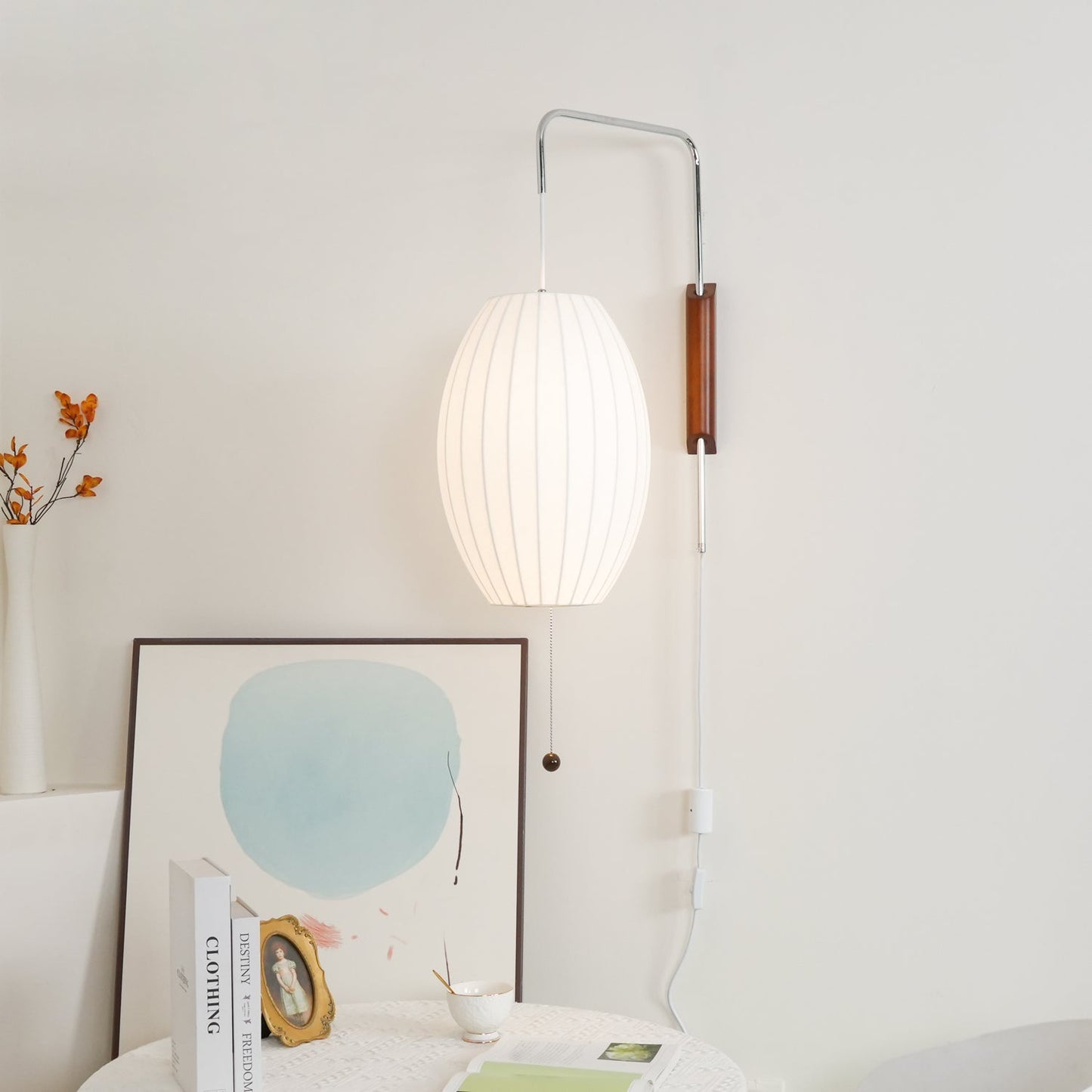 Modern Wall Lamp Sconce with Pull Cord | Adjustable Wall Light for Bedroom