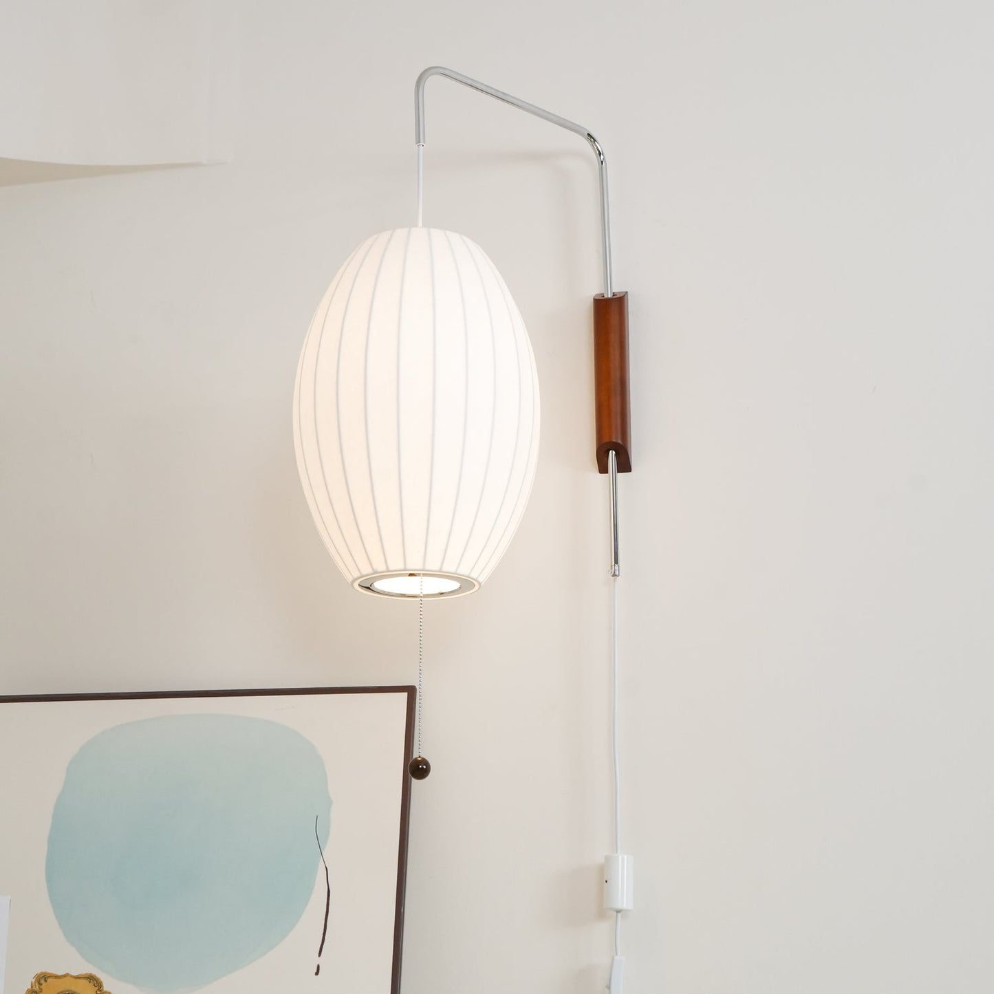 Modern Wall Lamp Sconce with Pull Cord | Adjustable Wall Light for Bedroom
