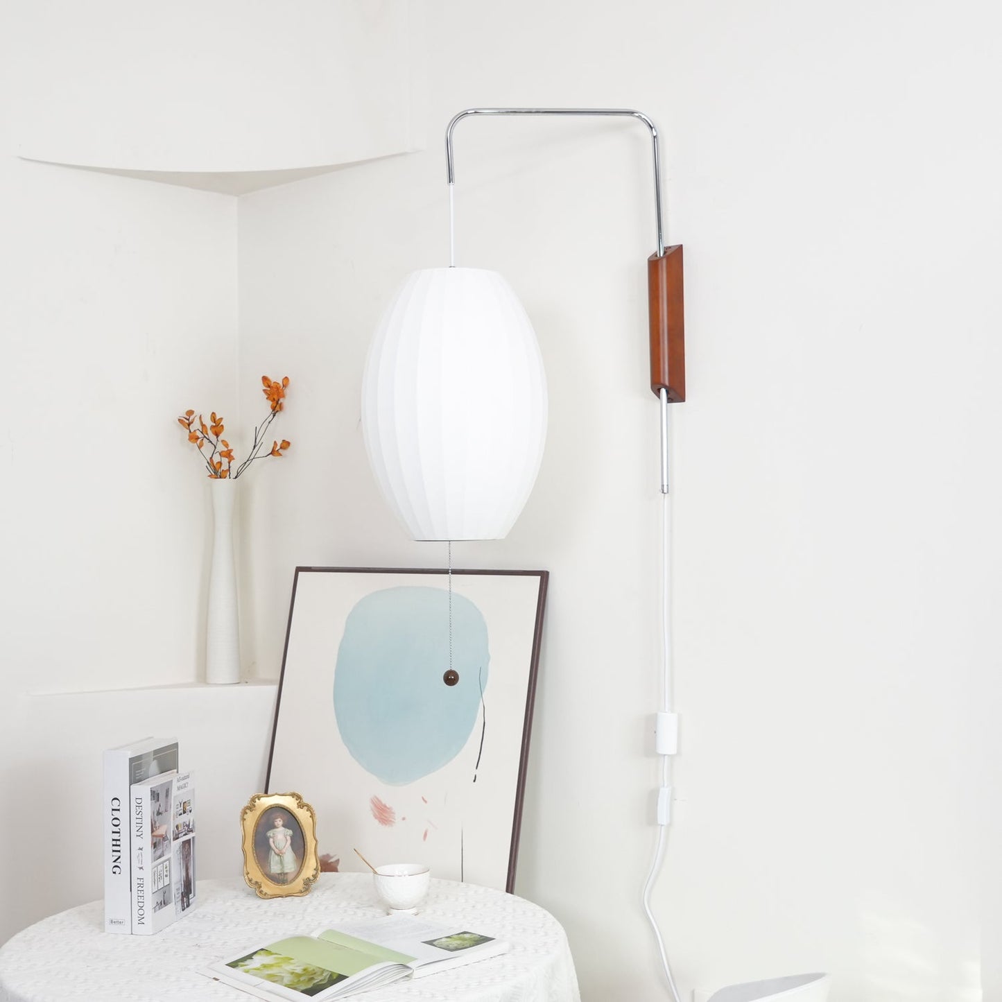 Modern Wall Lamp Sconce with Pull Cord | Adjustable Wall Light for Bedroom
