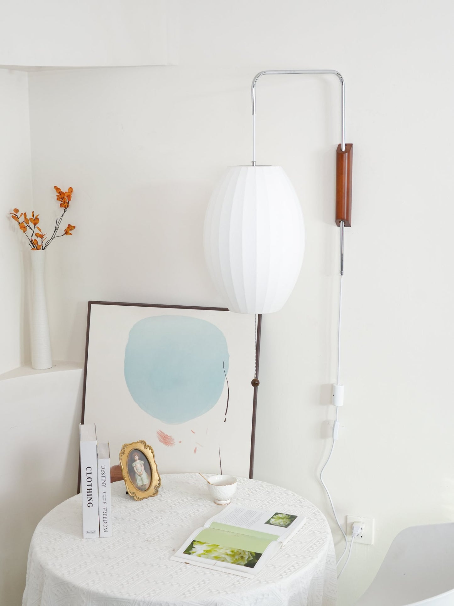 Modern Wall Lamp Sconce with Pull Cord | Adjustable Wall Light for Bedroom