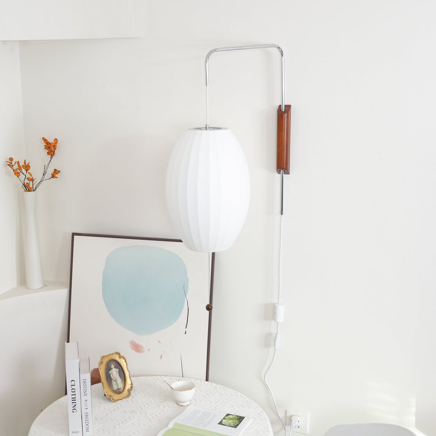 Modern Wall Lamp Sconce with Pull Cord | Adjustable Wall Light for Bedroom