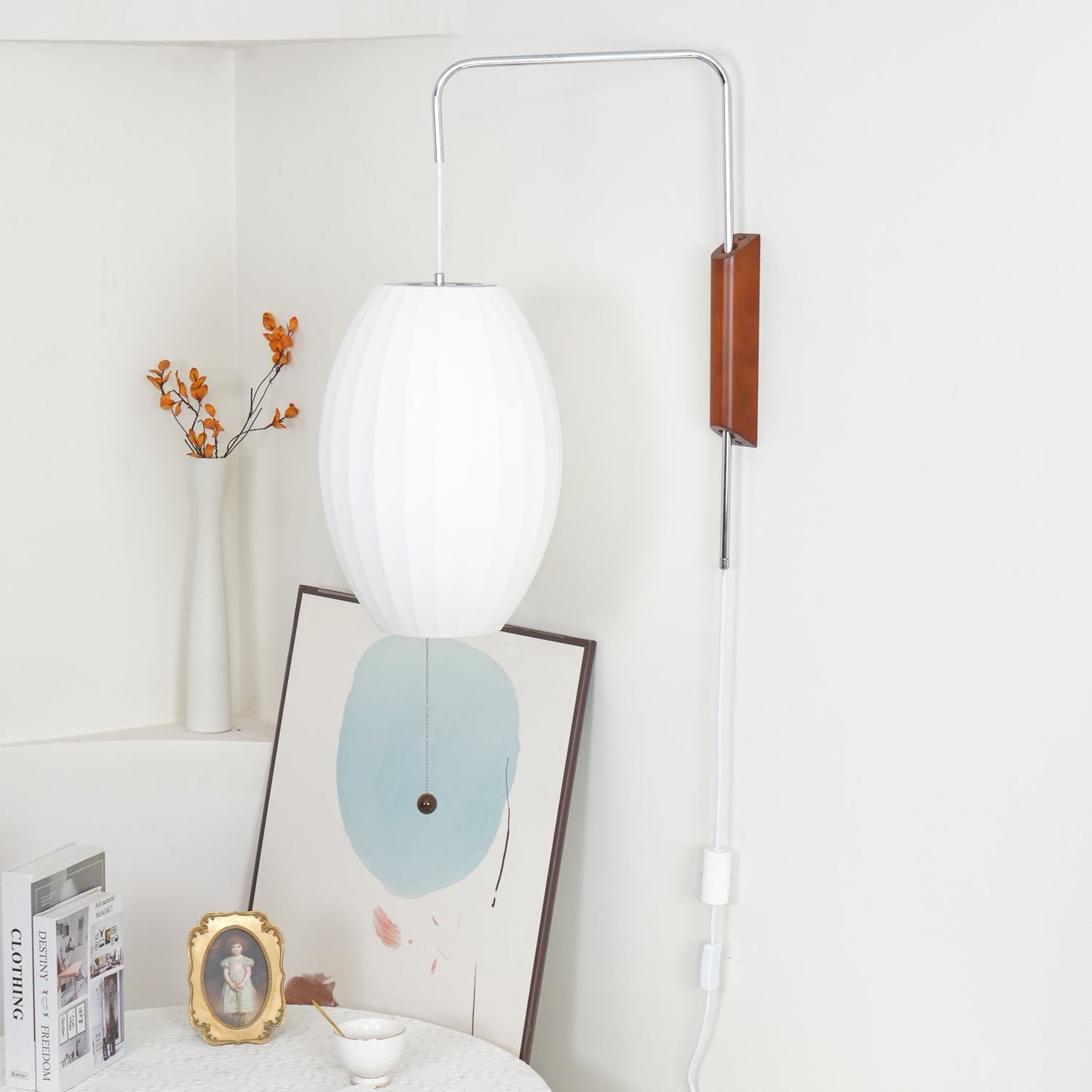 Modern Wall Lamp Sconce with Pull Cord | Adjustable Wall Light for Bedroom