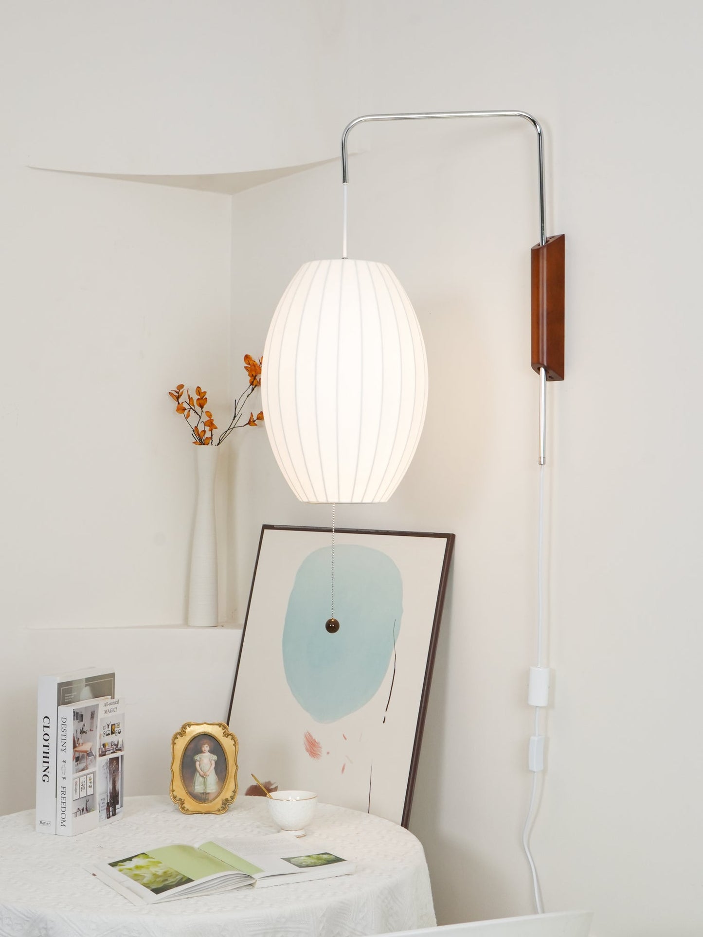 Modern Wall Lamp Sconce with Pull Cord | Adjustable Wall Light for Bedroom