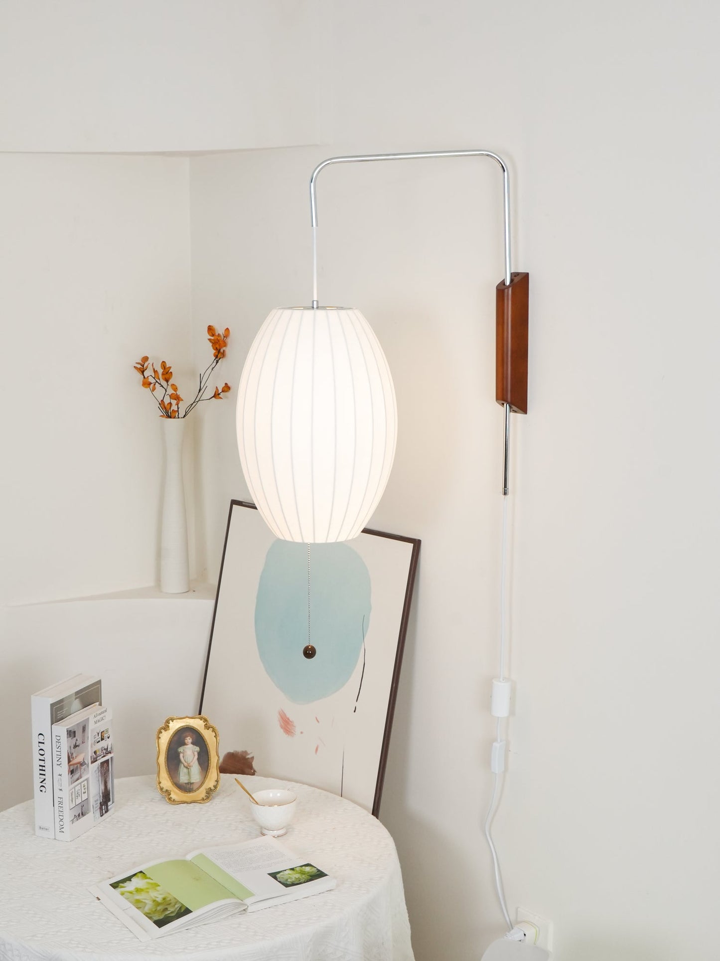 Modern Wall Lamp Sconce with Pull Cord | Adjustable Wall Light for Bedroom