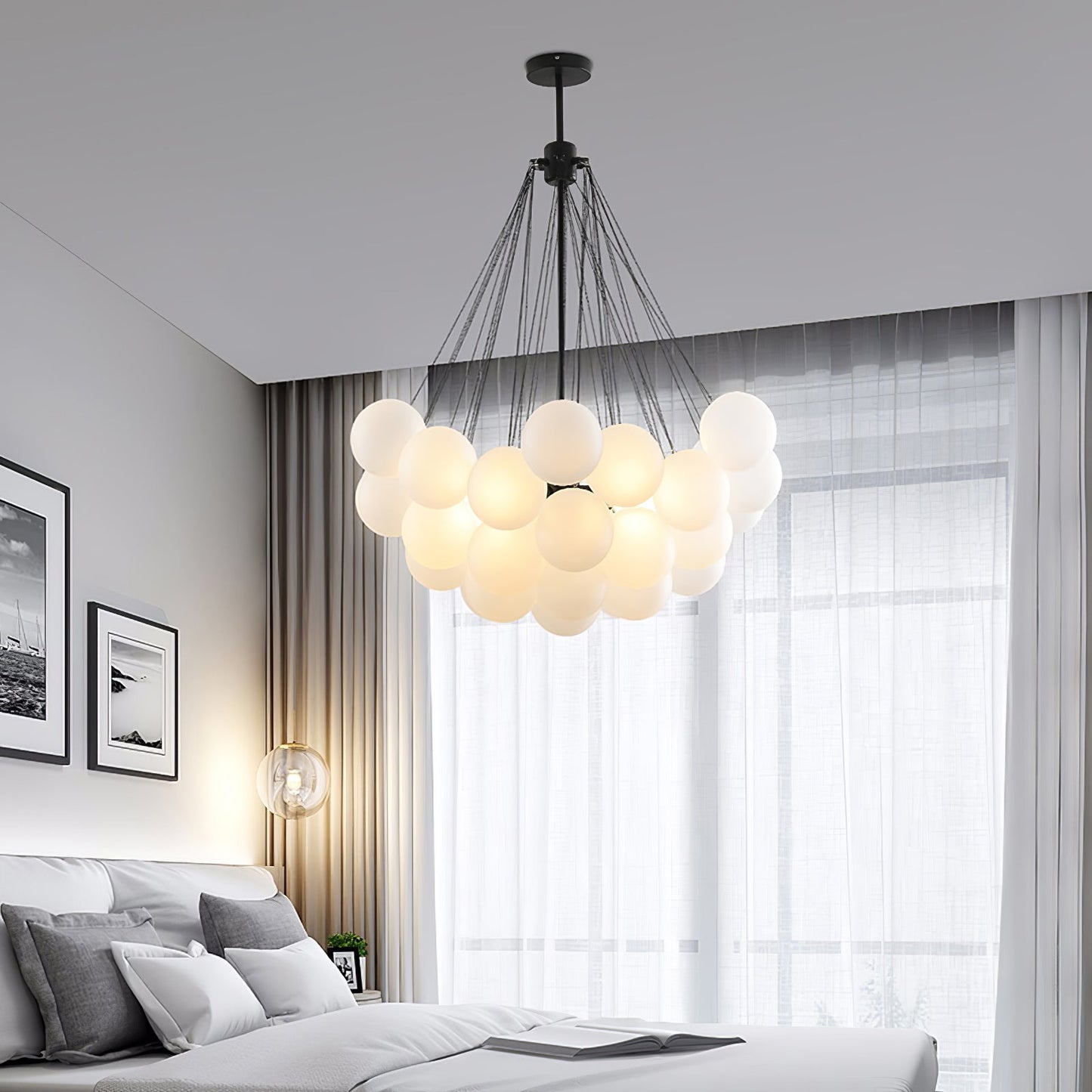 Modern Frosted Glass Ball Chandelier | Luxury Ceiling Lamp for Living Room & Bedroom