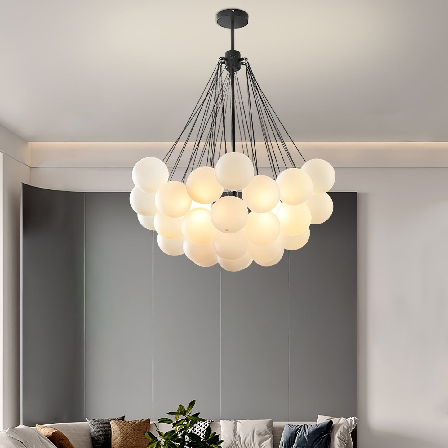 Modern Frosted Glass Ball Chandelier | Luxury Ceiling Lamp for Living Room & Bedroom