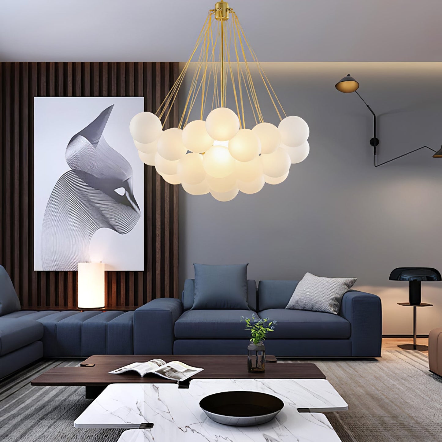 Modern Frosted Glass Ball Chandelier | Luxury Ceiling Lamp for Living Room & Bedroom