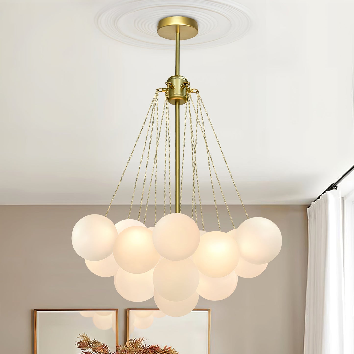 Modern Frosted Glass Ball Chandelier | Luxury Ceiling Lamp for Living Room & Bedroom