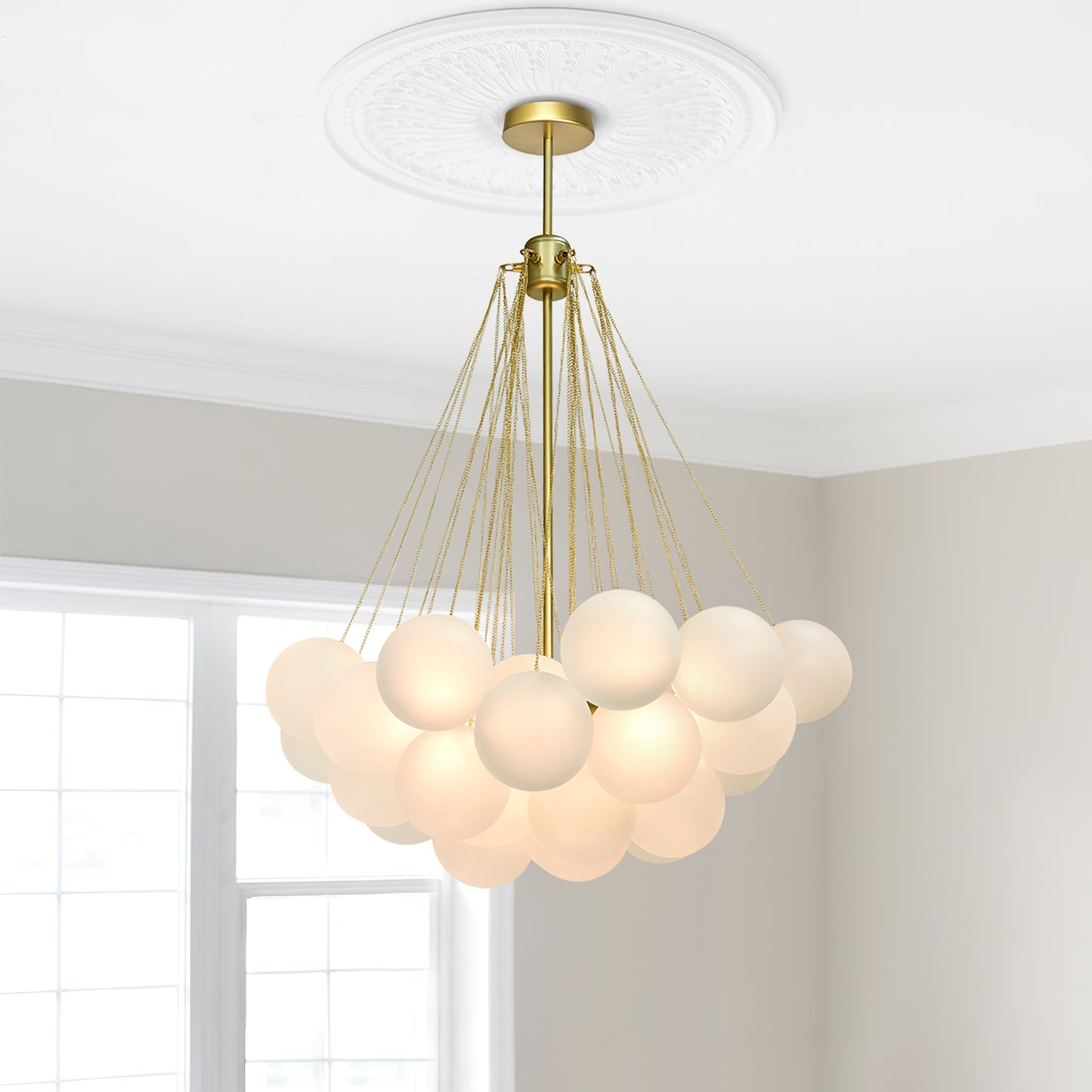 Modern Frosted Glass Ball Chandelier | Luxury Ceiling Lamp for Living Room & Bedroom