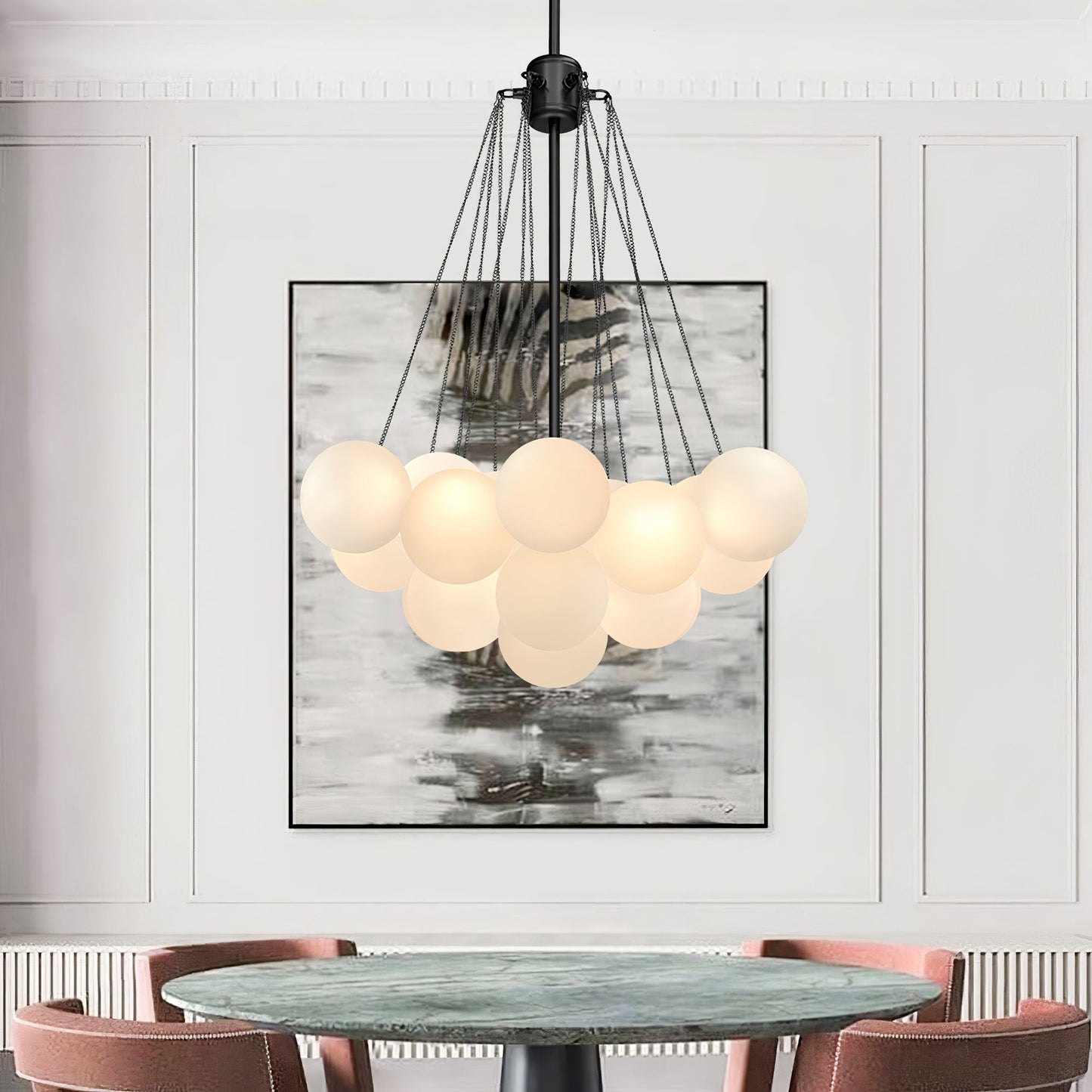 Modern Frosted Glass Ball Chandelier | Luxury Ceiling Lamp for Living Room & Bedroom