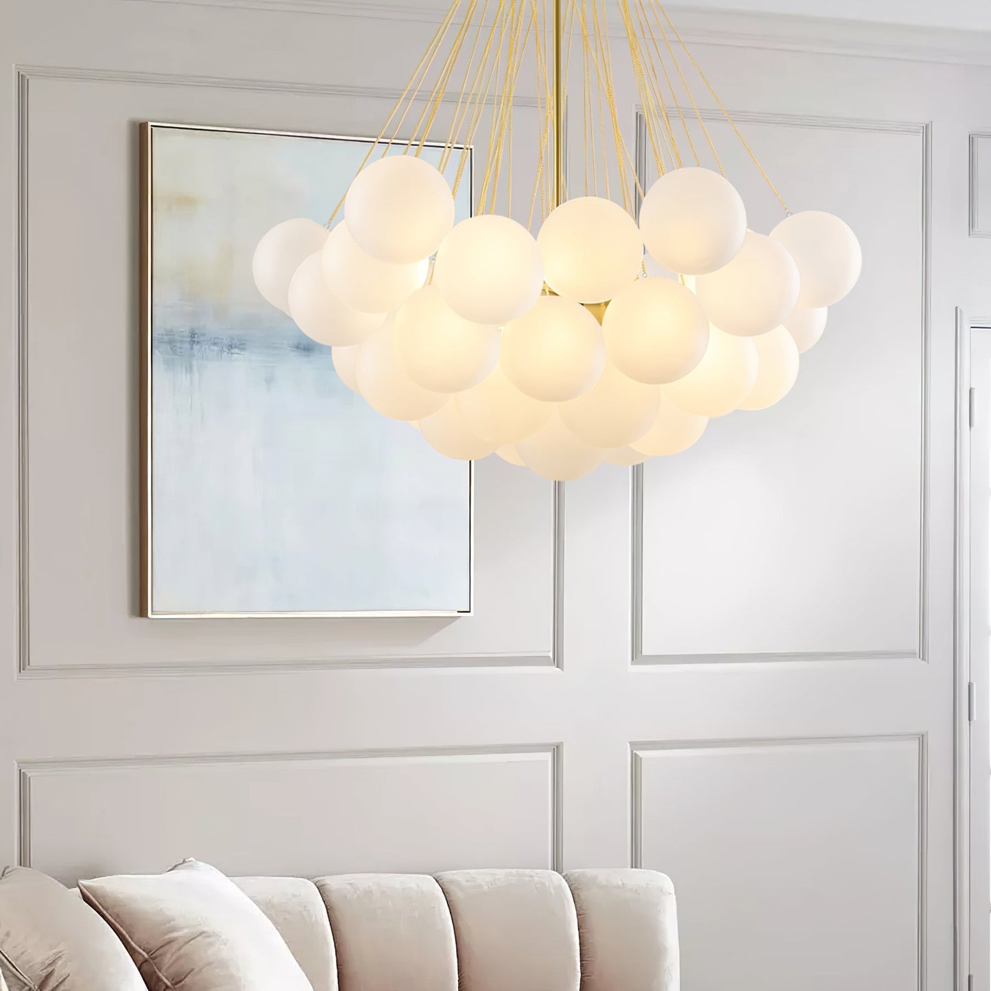 Modern Frosted Glass Ball Chandelier | Luxury Ceiling Lamp for Living Room & Bedroom