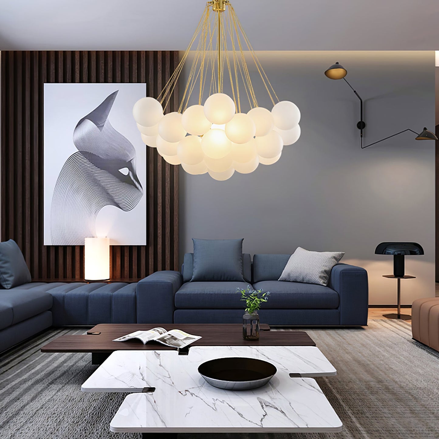 Modern Frosted Glass Ball Chandelier | Luxury Ceiling Lamp for Living Room & Bedroom