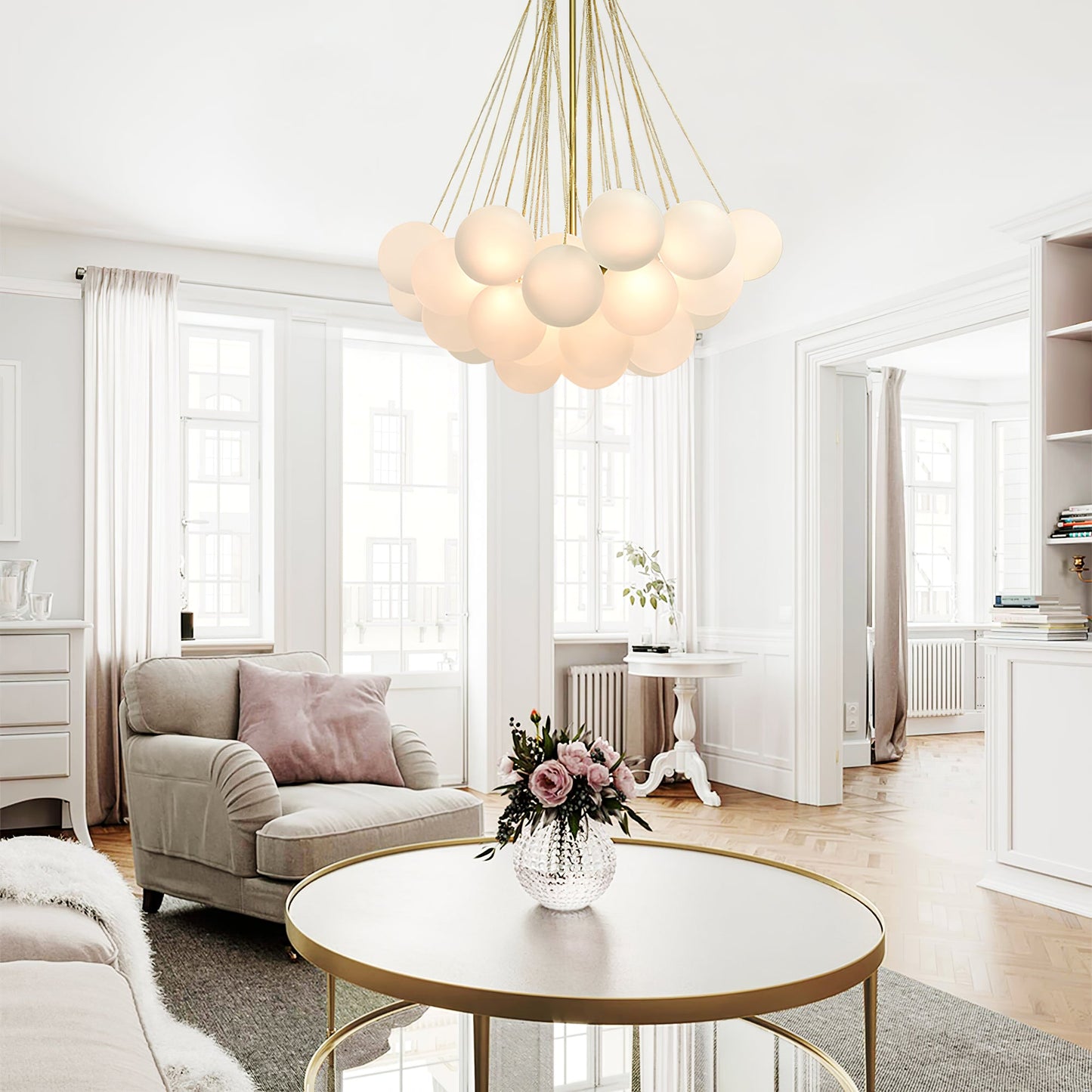 Modern Frosted Glass Ball Chandelier | Luxury Ceiling Lamp for Living Room & Bedroom