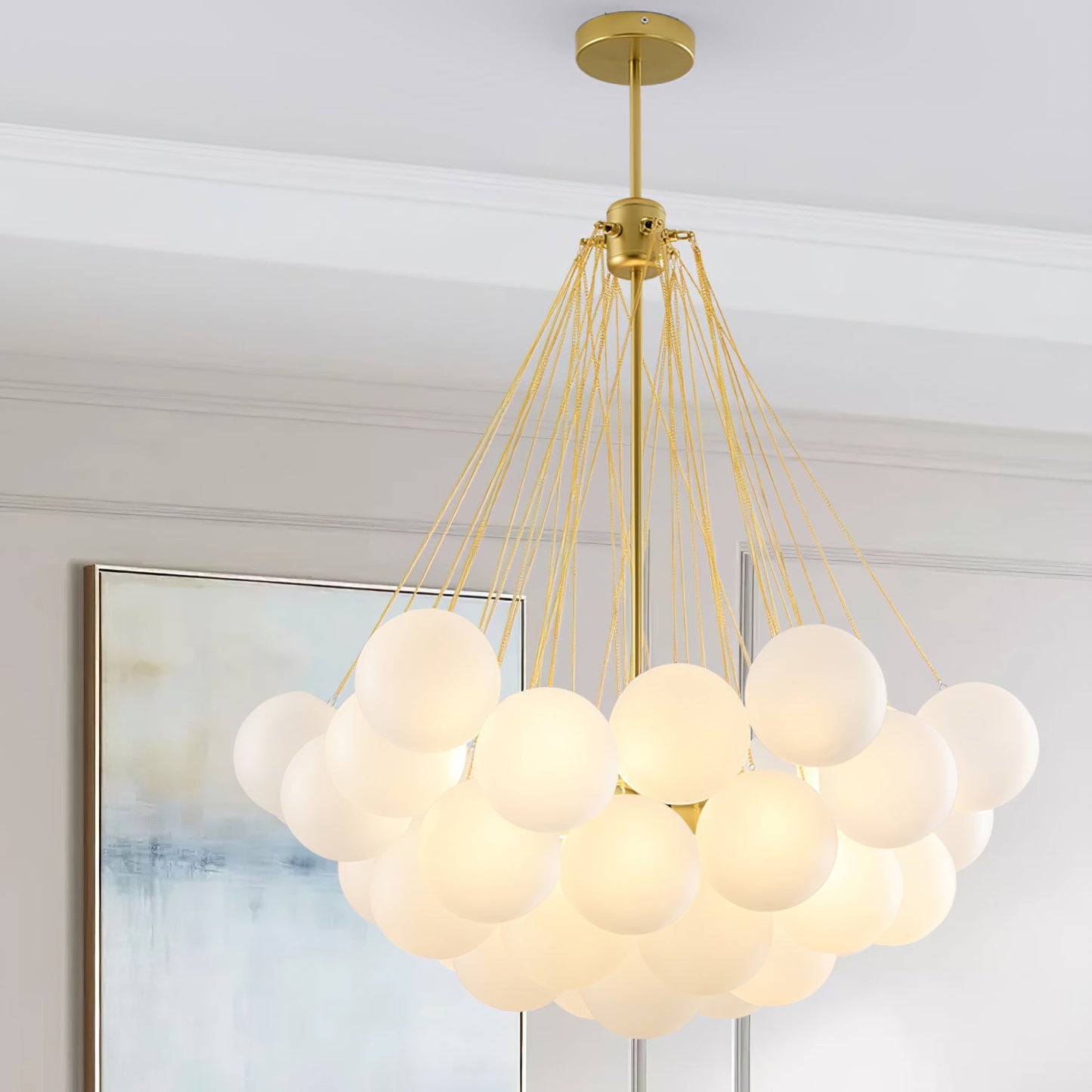 Modern Frosted Glass Ball Chandelier | Luxury Ceiling Lamp for Living Room & Bedroom