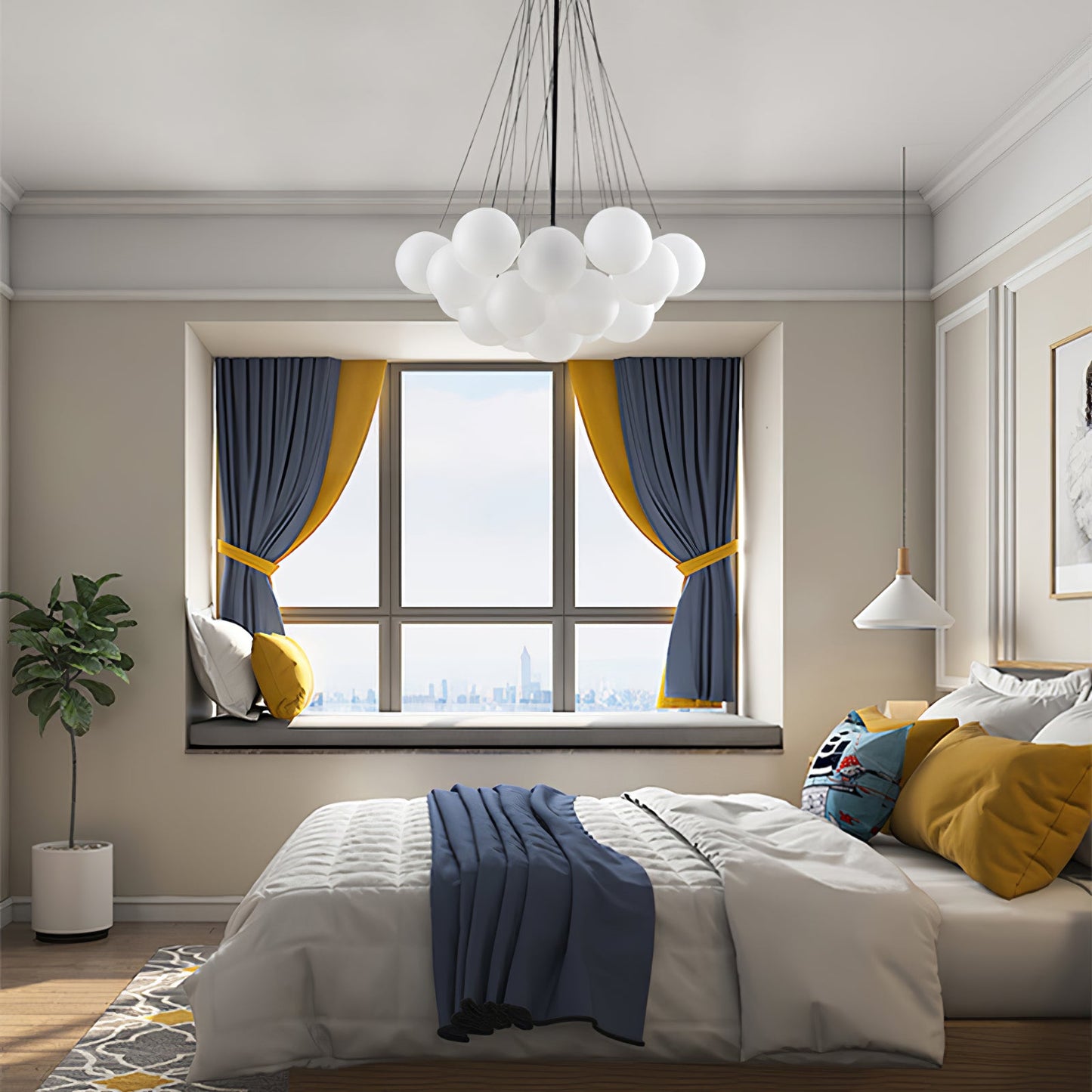 Modern Frosted Glass Ball Chandelier | Luxury Ceiling Lamp for Living Room & Bedroom