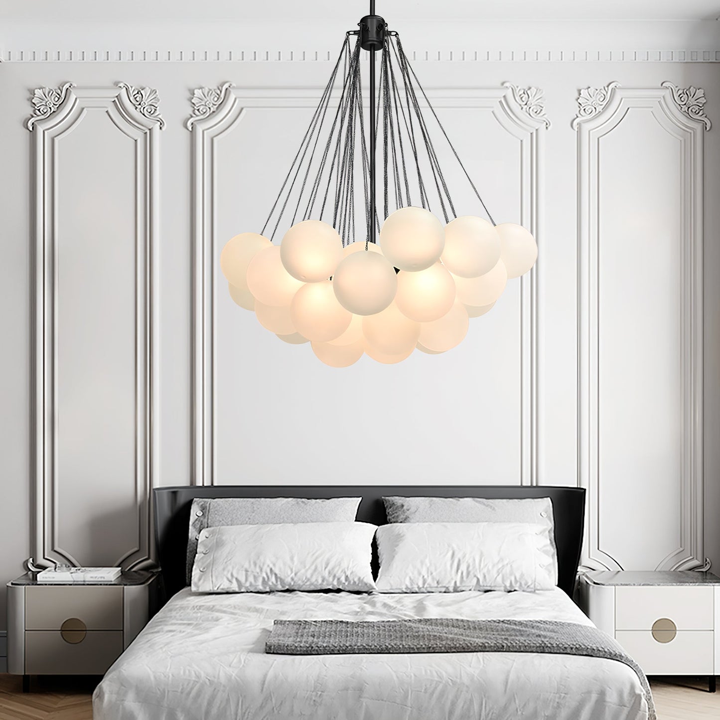 Modern Frosted Glass Ball Chandelier | Luxury Ceiling Lamp for Living Room & Bedroom