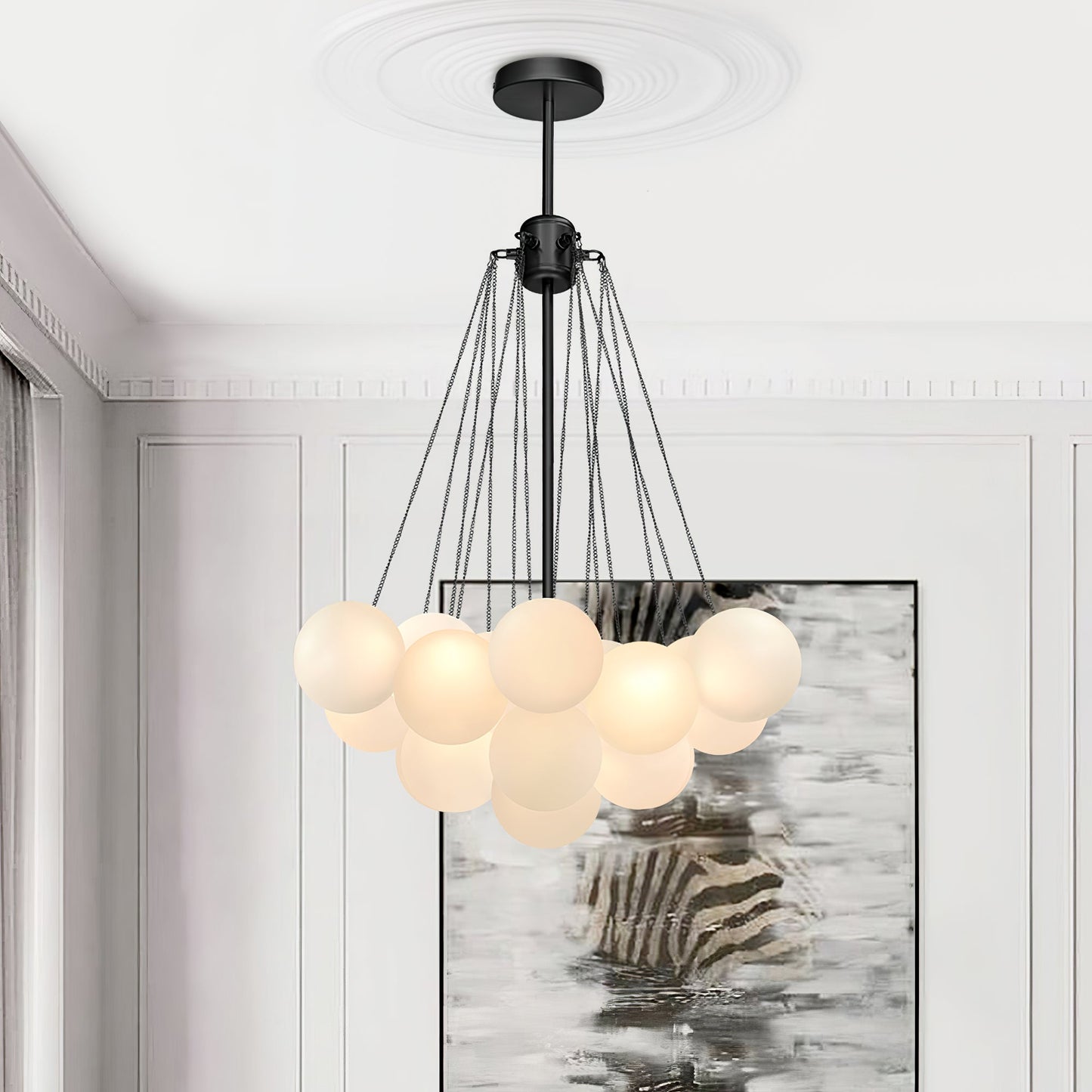 Modern Frosted Glass Ball Chandelier | Luxury Ceiling Lamp for Living Room & Bedroom