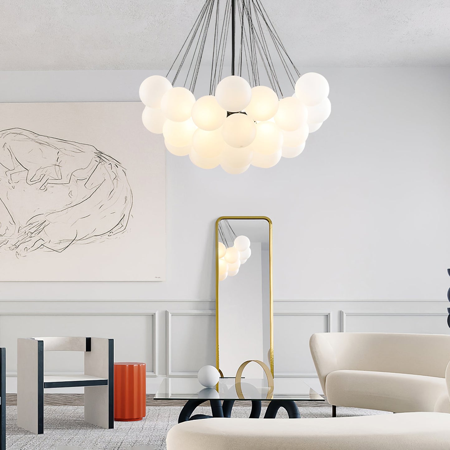Modern Frosted Glass Ball Chandelier | Luxury Ceiling Lamp for Living Room & Bedroom