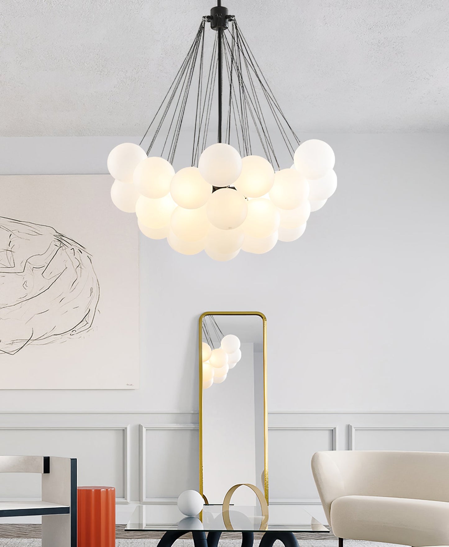 Modern Frosted Glass Ball Chandelier | Luxury Ceiling Lamp for Living Room & Bedroom