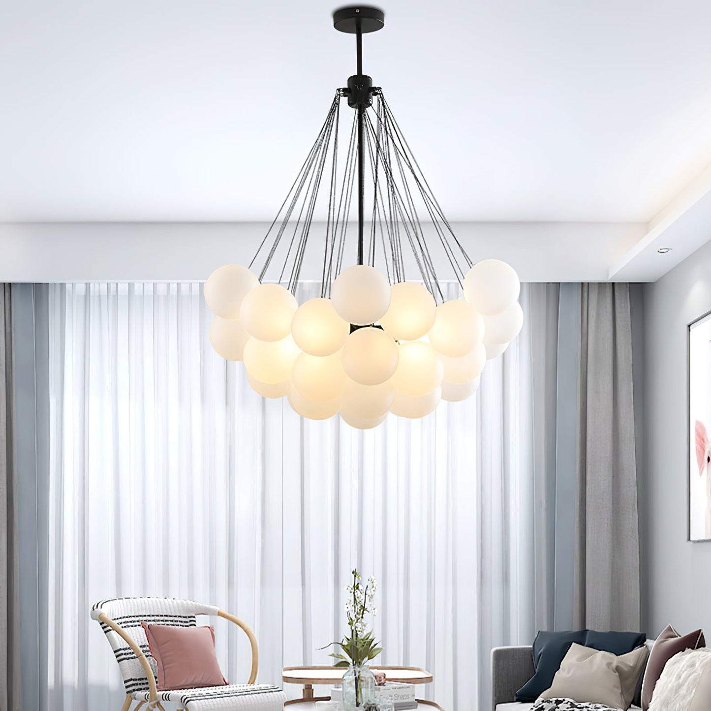 Modern Frosted Glass Ball Chandelier | Luxury Ceiling Lamp for Living Room & Bedroom