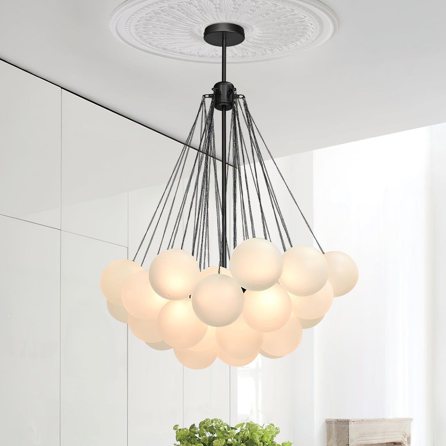 Modern Frosted Glass Ball Chandelier | Luxury Ceiling Lamp for Living Room & Bedroom