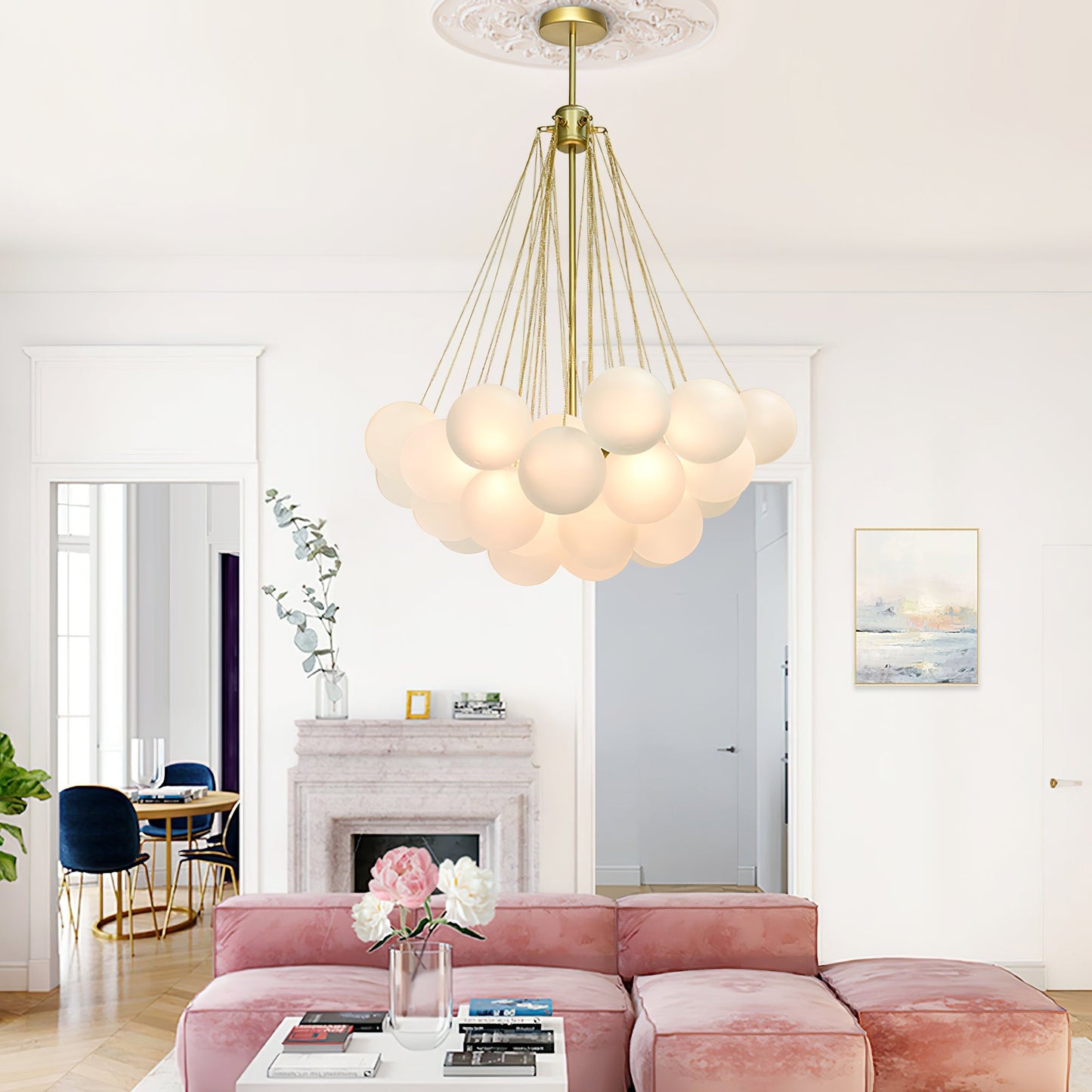 Modern Frosted Glass Ball Chandelier | Luxury Ceiling Lamp for Living Room & Bedroom