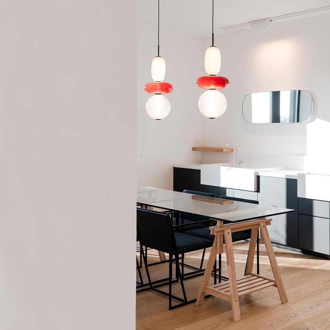 Coloured Glass Pendant Ceiling Lamp | Modern Chandelier Light for Dining and Living