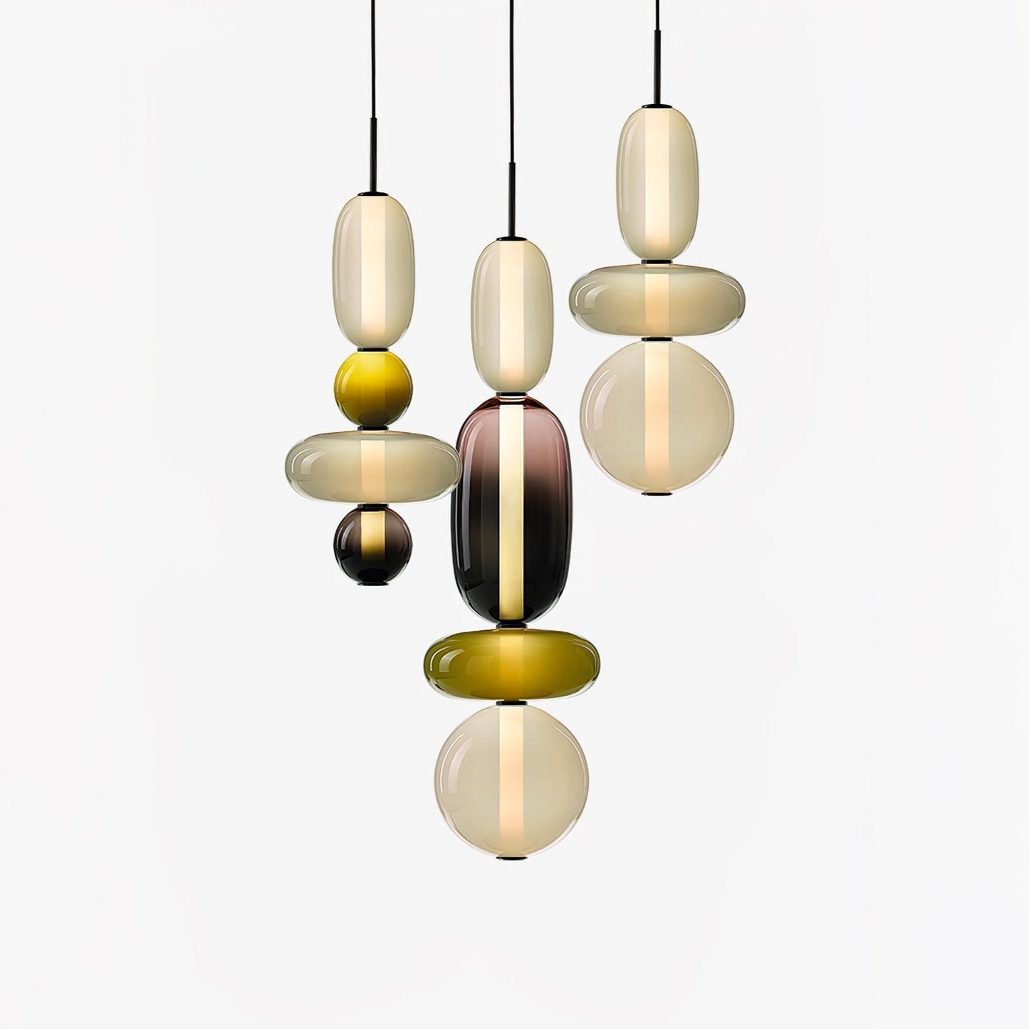 Coloured Glass Pendant Ceiling Lamp | Modern Chandelier Light for Dining and Living