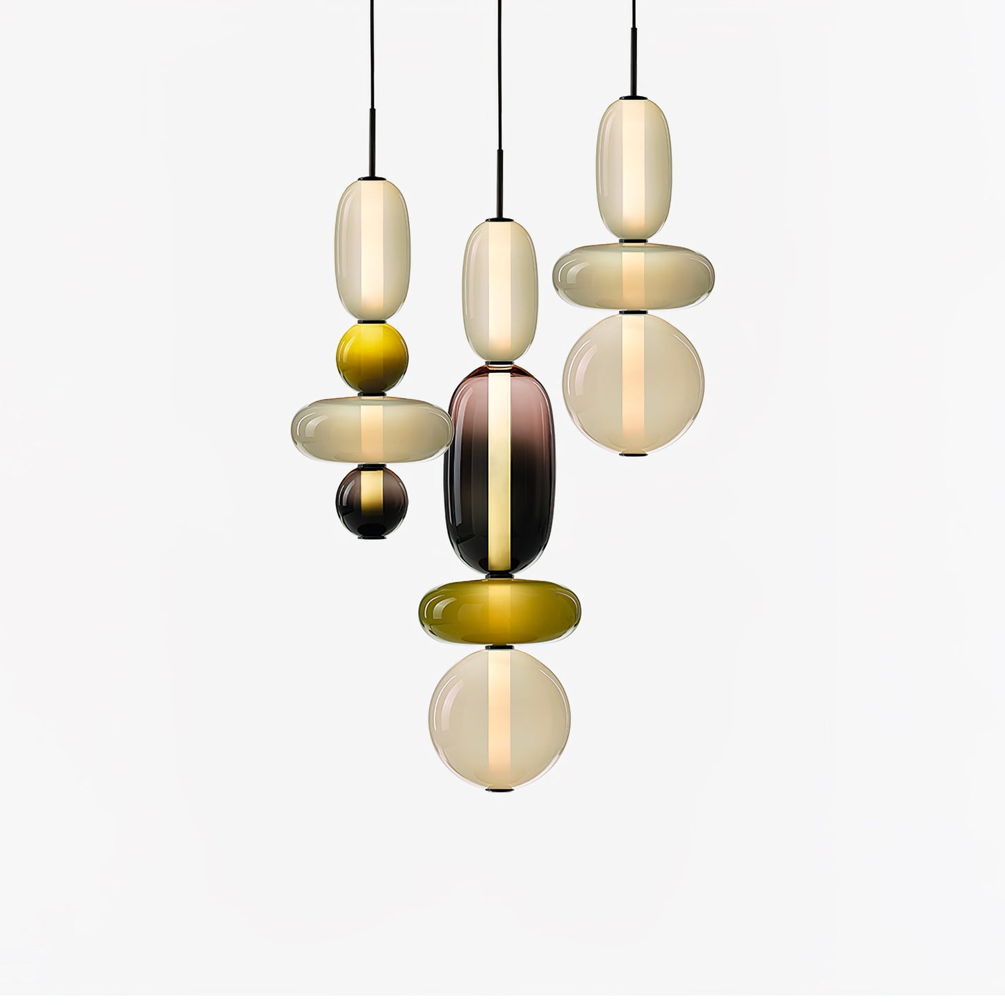Coloured Glass Pendant Ceiling Lamp | Modern Chandelier Light for Dining and Living