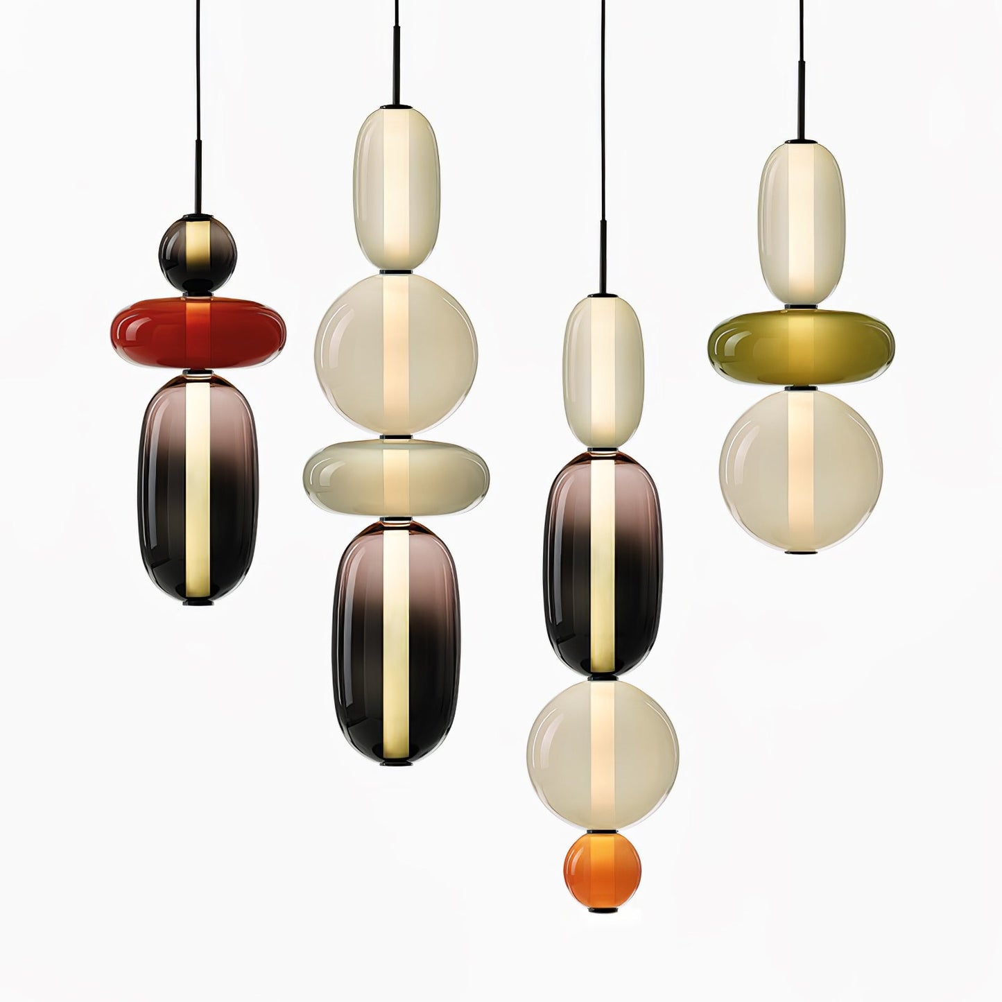 Coloured Glass Pendant Ceiling Lamp | Modern Chandelier Light for Dining and Living