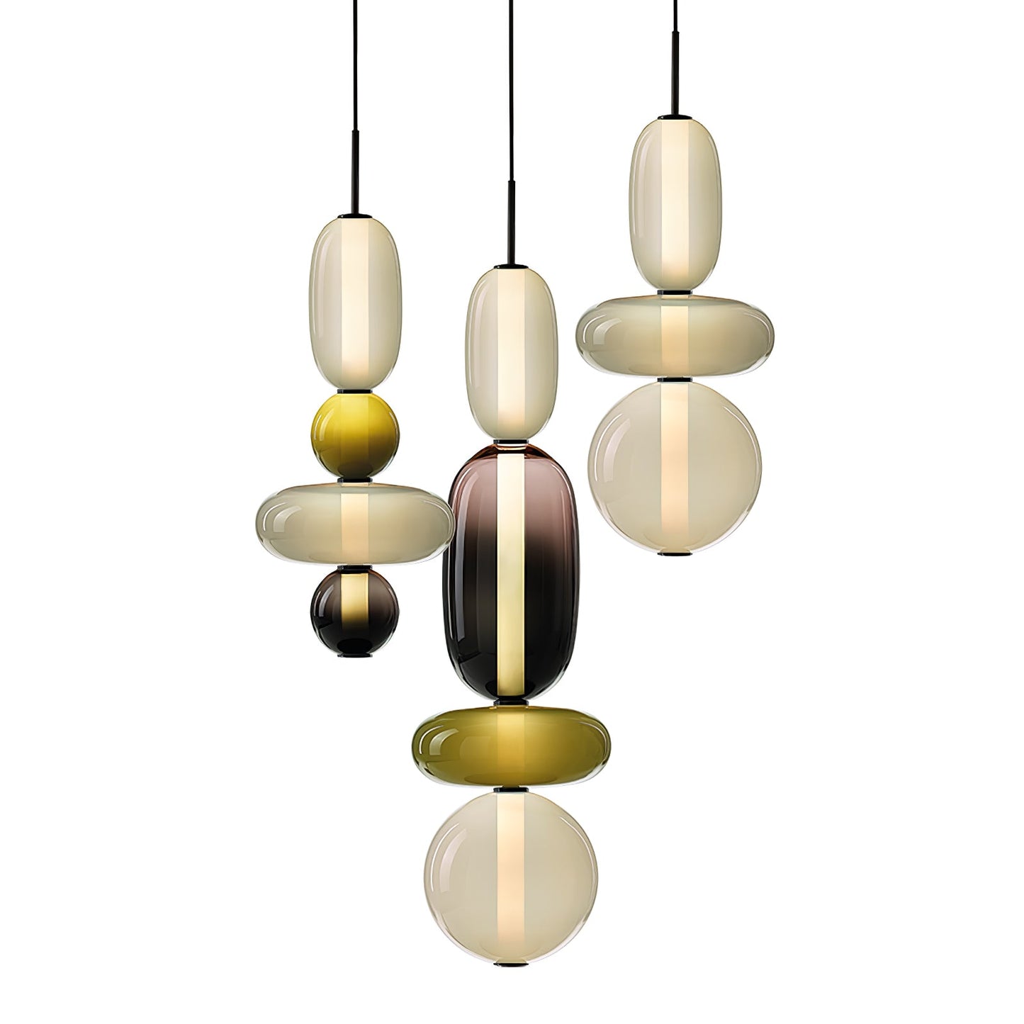 Coloured Glass Pendant Ceiling Lamp | Modern Chandelier Light for Dining and Living