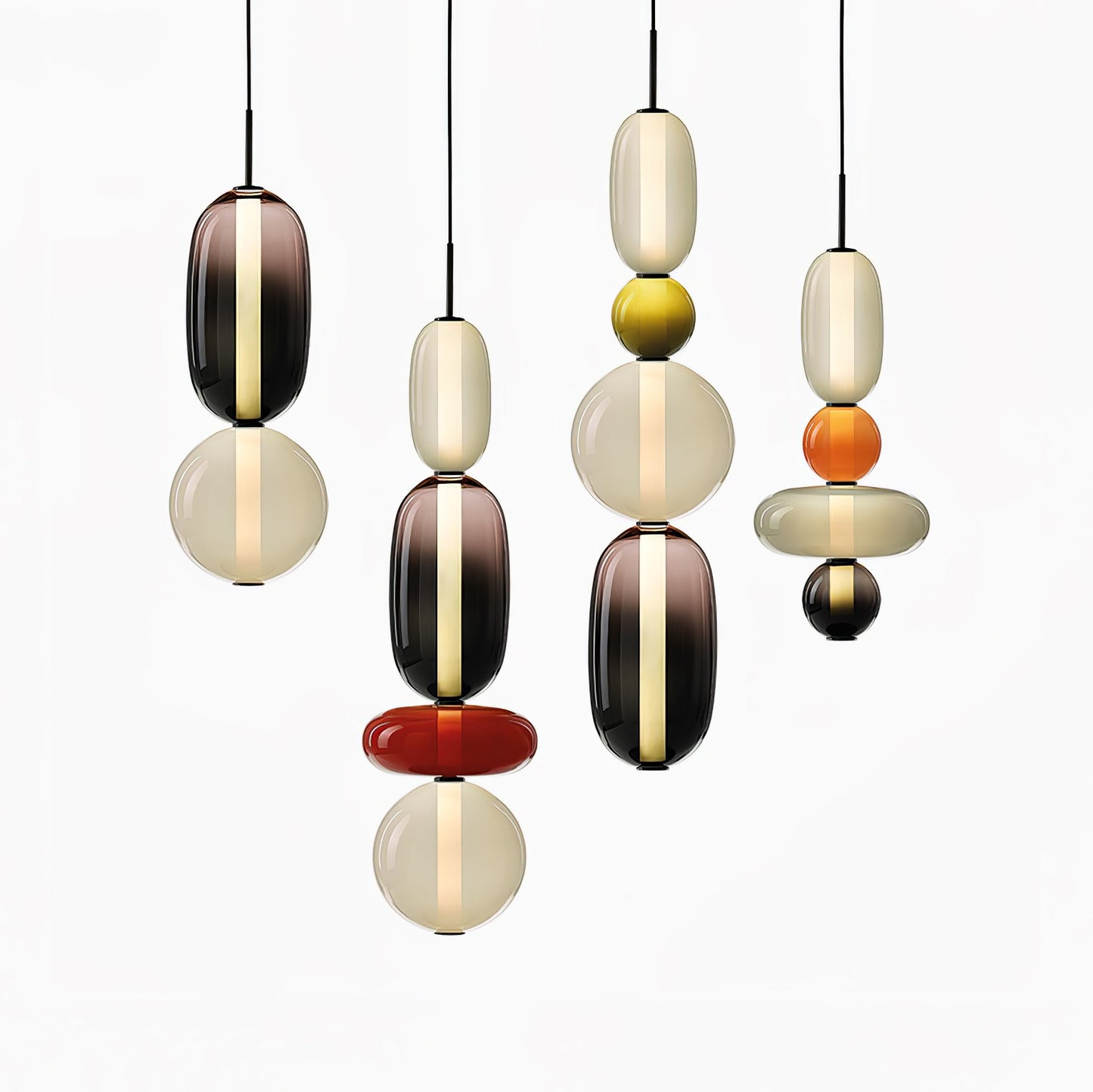 Coloured Glass Pendant Ceiling Lamp | Modern Chandelier Light for Dining and Living