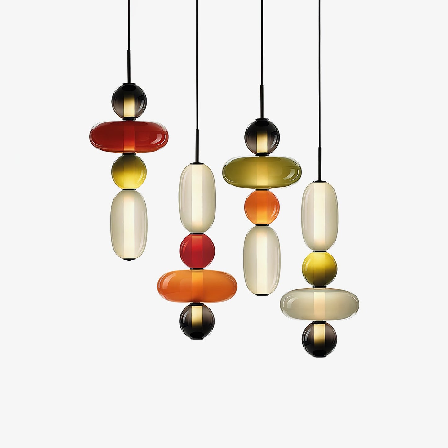 Coloured Glass Pendant Ceiling Lamp | Modern Chandelier Light for Dining and Living