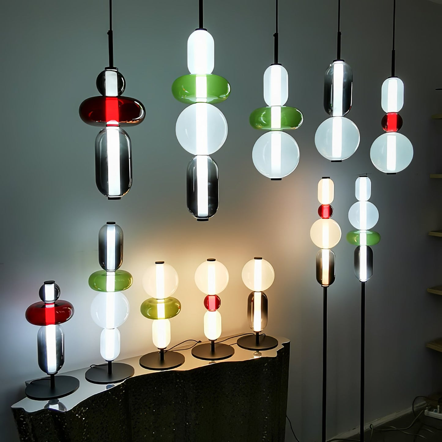 Coloured Glass Pendant Ceiling Lamp | Modern Chandelier Light for Dining and Living