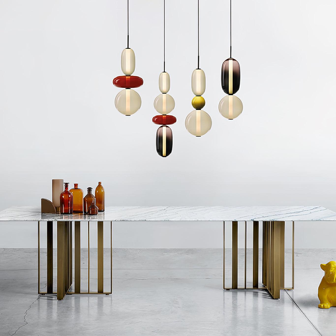 Coloured Glass Pendant Ceiling Lamp | Modern Chandelier Light for Dining and Living