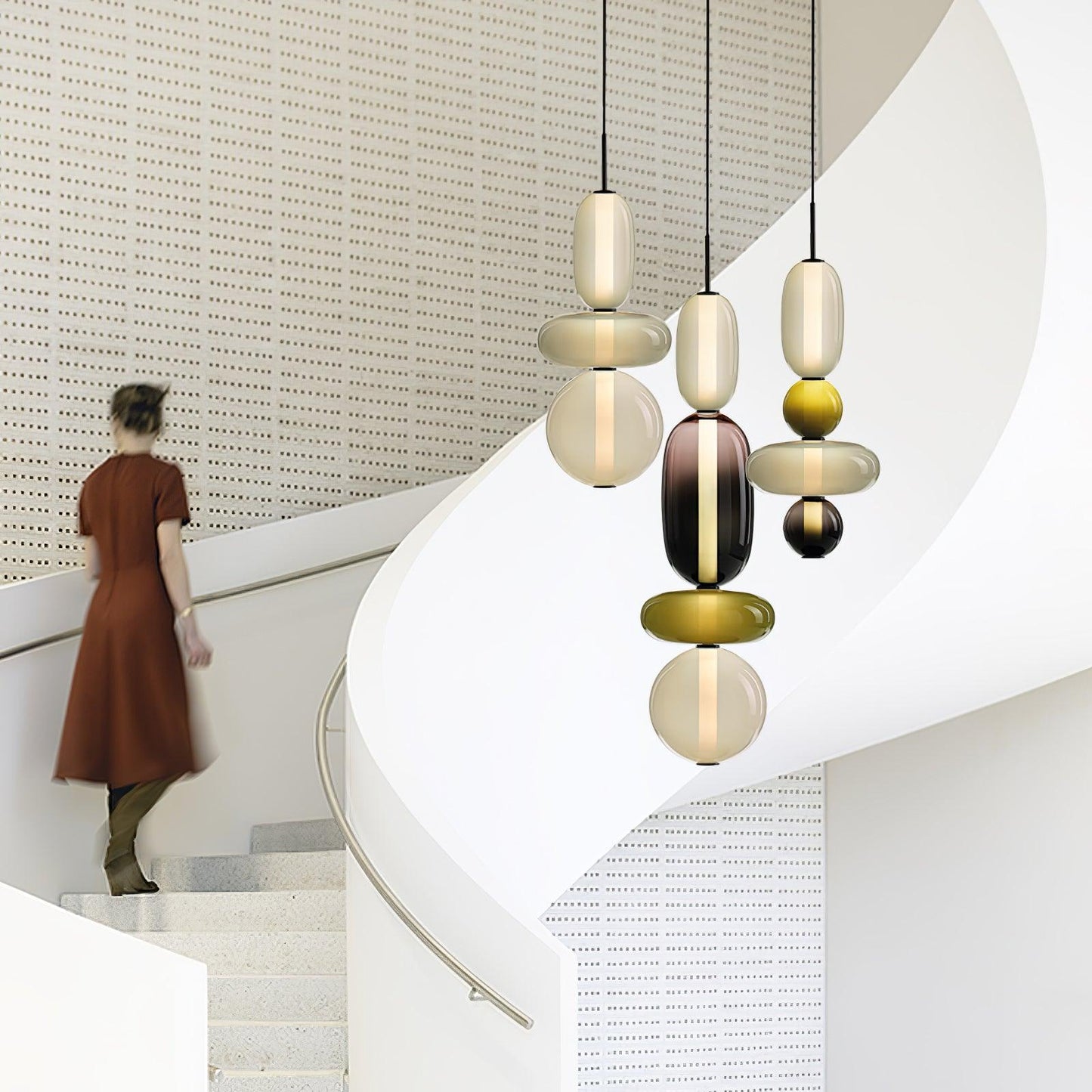 Coloured Glass Pendant Ceiling Lamp | Modern Chandelier Light for Dining and Living