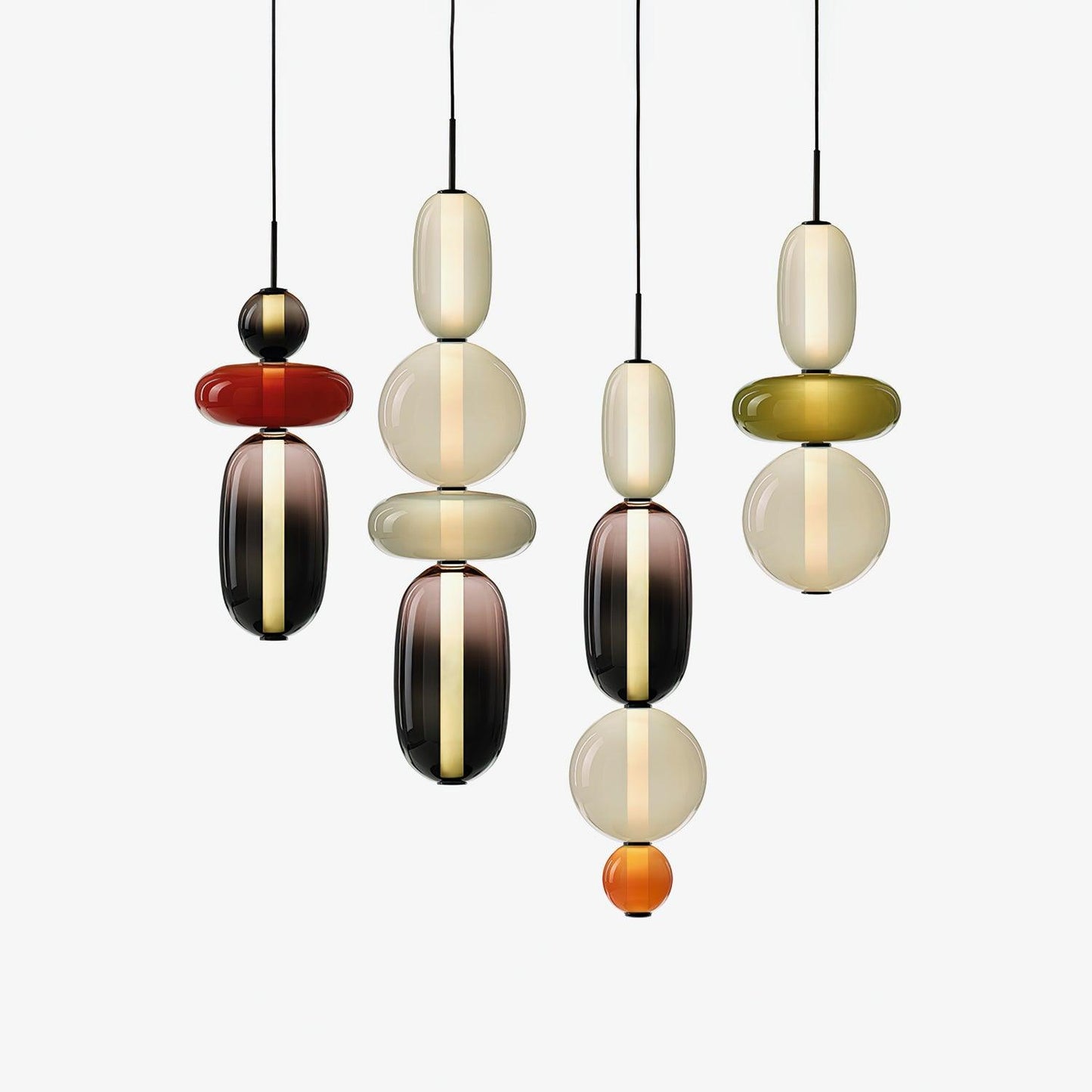Coloured Glass Pendant Ceiling Lamp | Modern Chandelier Light for Dining and Living