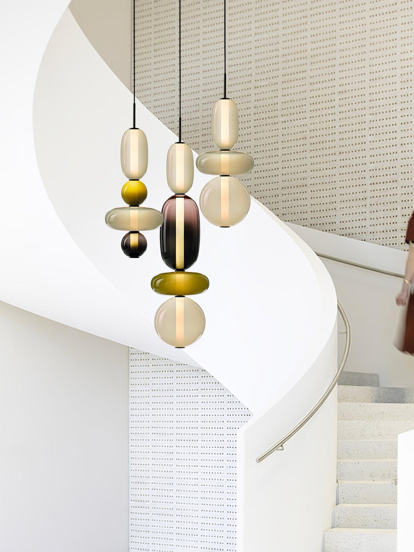 Coloured Glass Pendant Ceiling Lamp | Modern Chandelier Light for Dining and Living