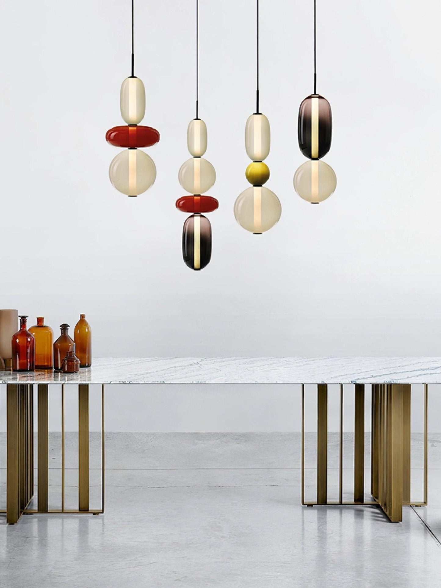Coloured Glass Pendant Ceiling Lamp | Modern Chandelier Light for Dining and Living