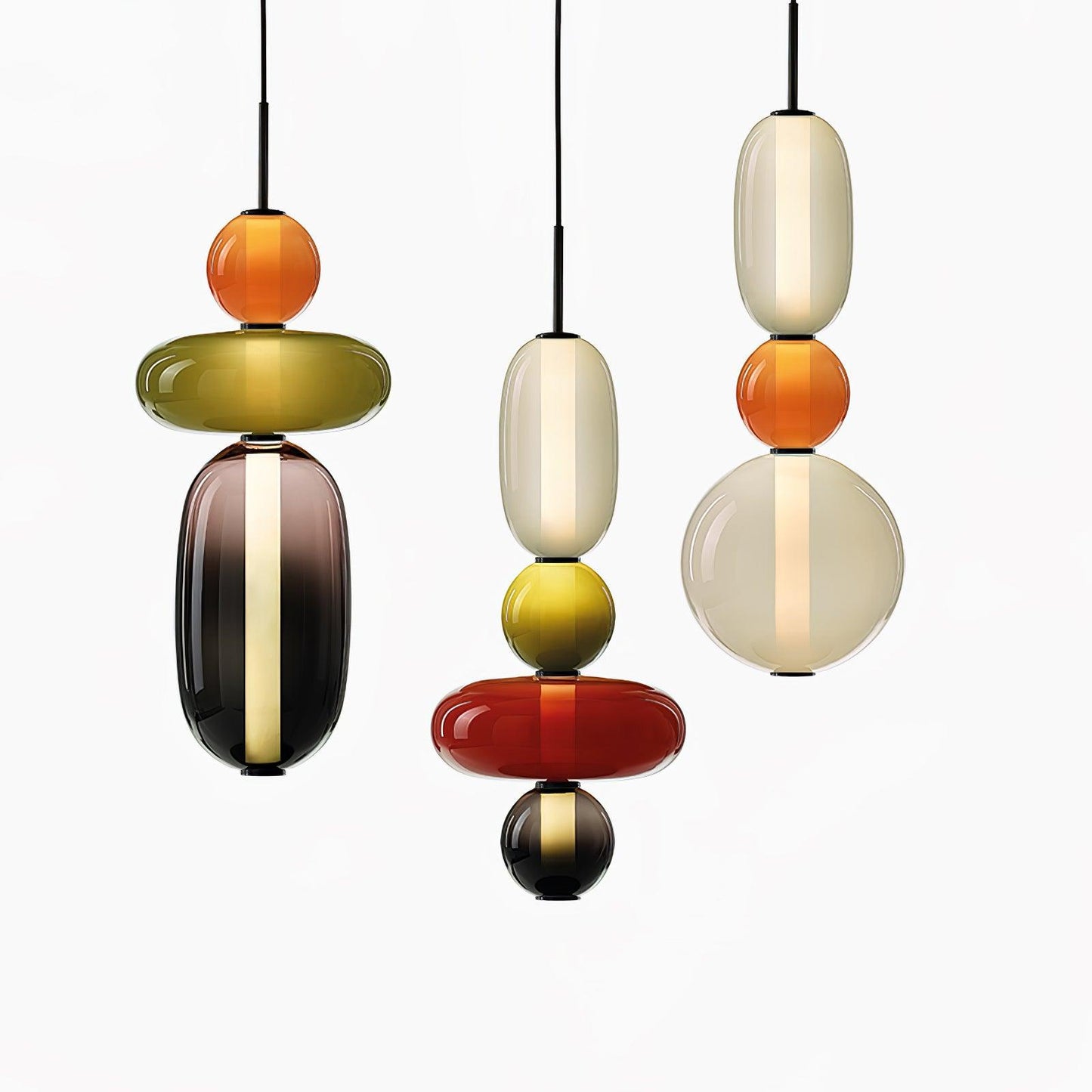 Coloured Glass Pendant Ceiling Lamp | Modern Chandelier Light for Dining and Living