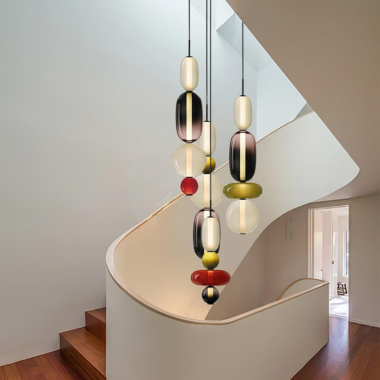 Coloured Glass Pendant Ceiling Lamp | Modern Chandelier Light for Dining and Living