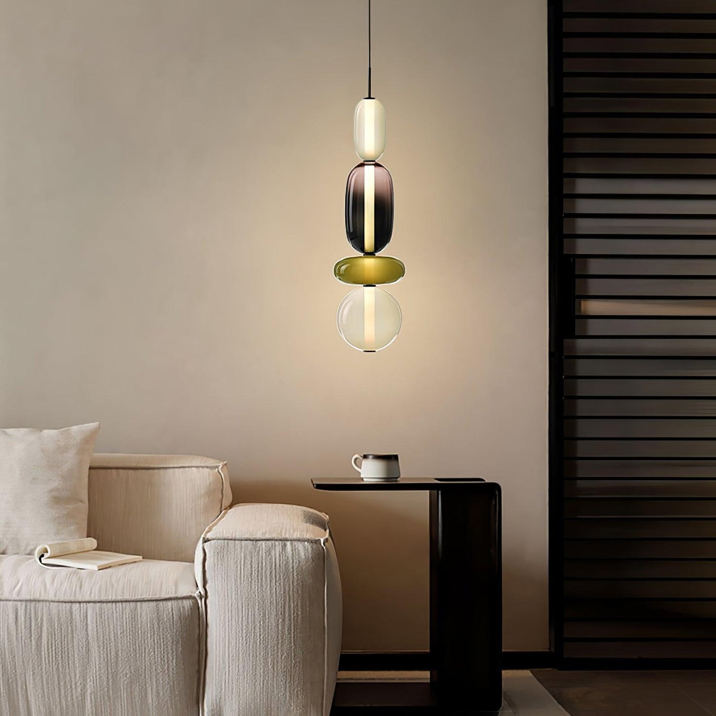 Coloured Glass Pendant Ceiling Lamp | Modern Chandelier Light for Dining and Living