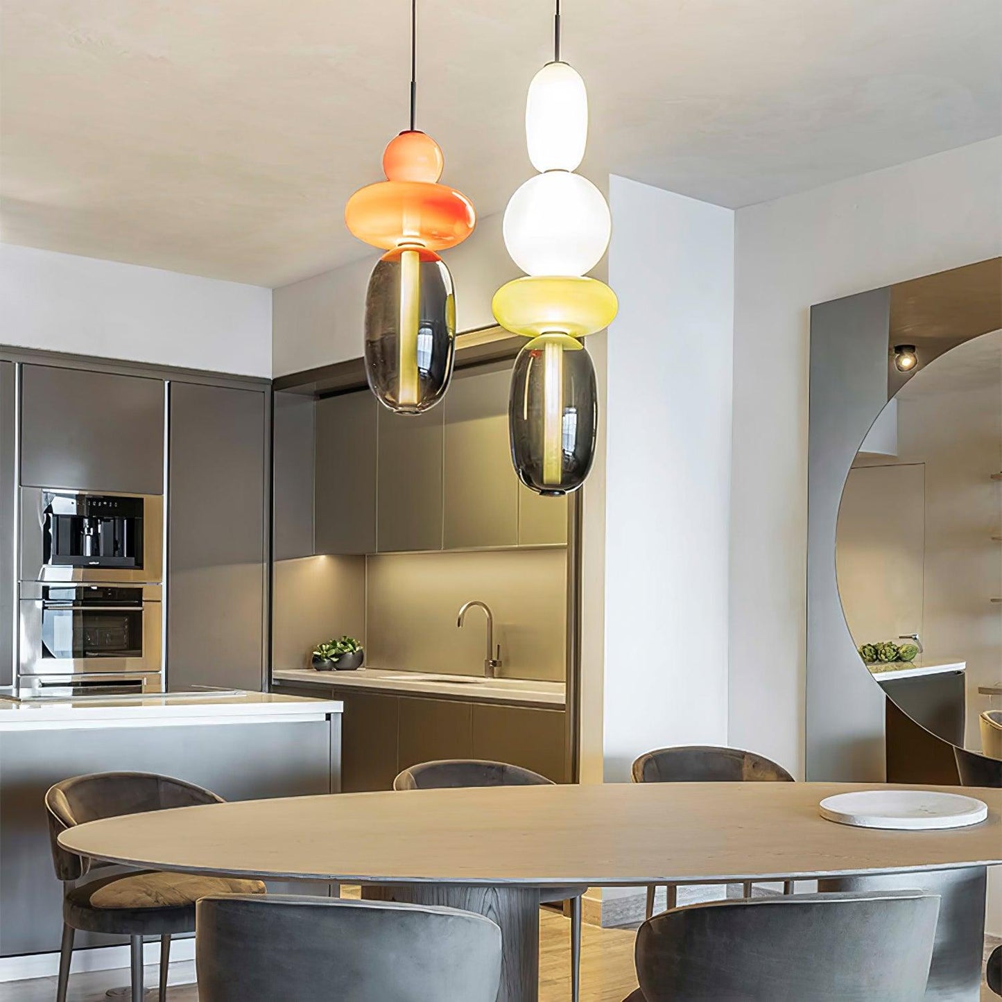 Coloured Glass Pendant Ceiling Lamp | Modern Chandelier Light for Dining and Living
