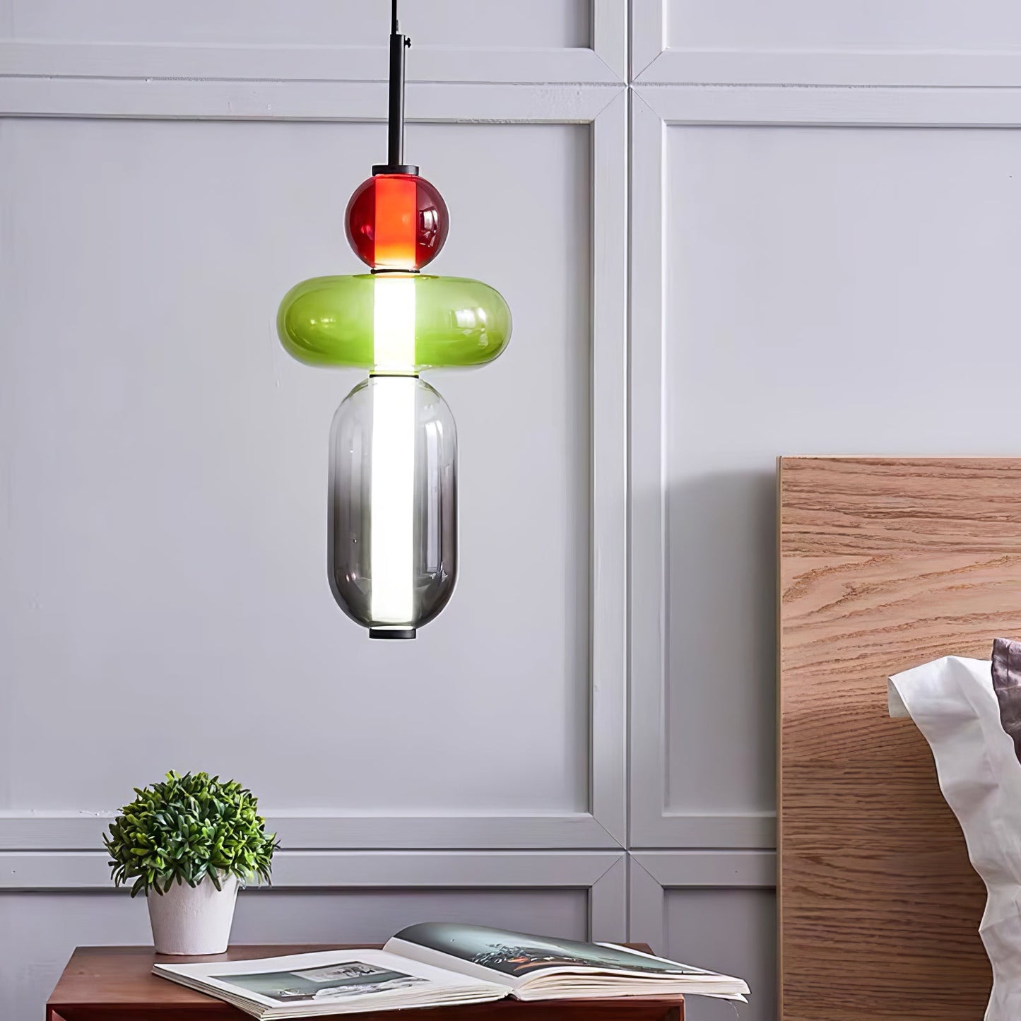 Coloured Glass Pendant Ceiling Lamp | Modern Chandelier Light for Dining and Living