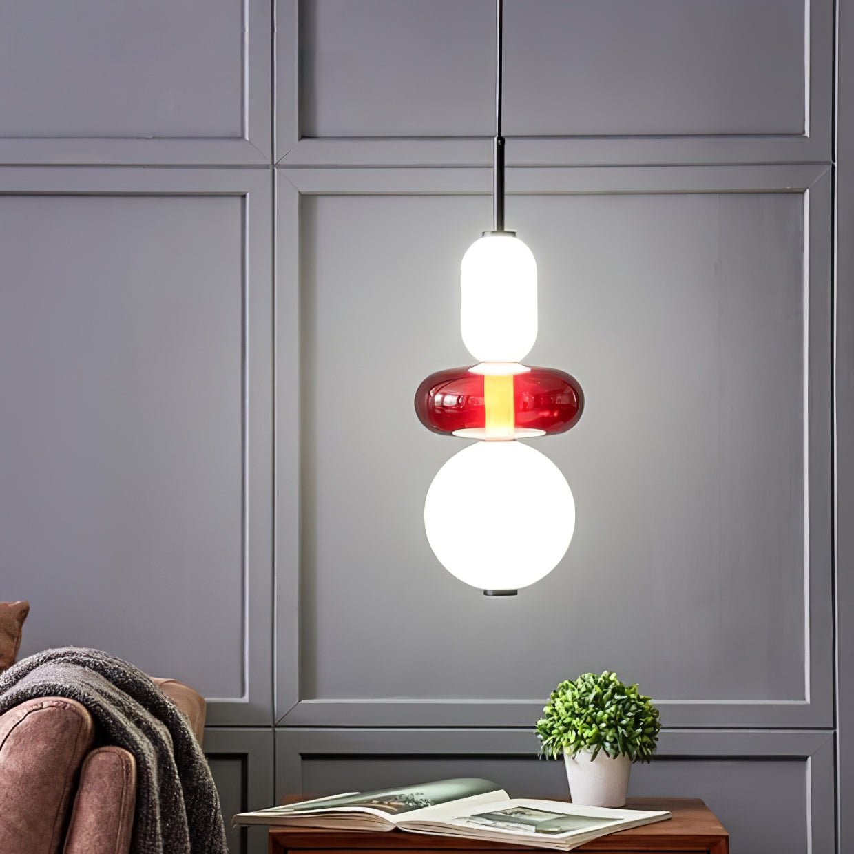 Coloured Glass Pendant Ceiling Lamp | Modern Chandelier Light for Dining and Living