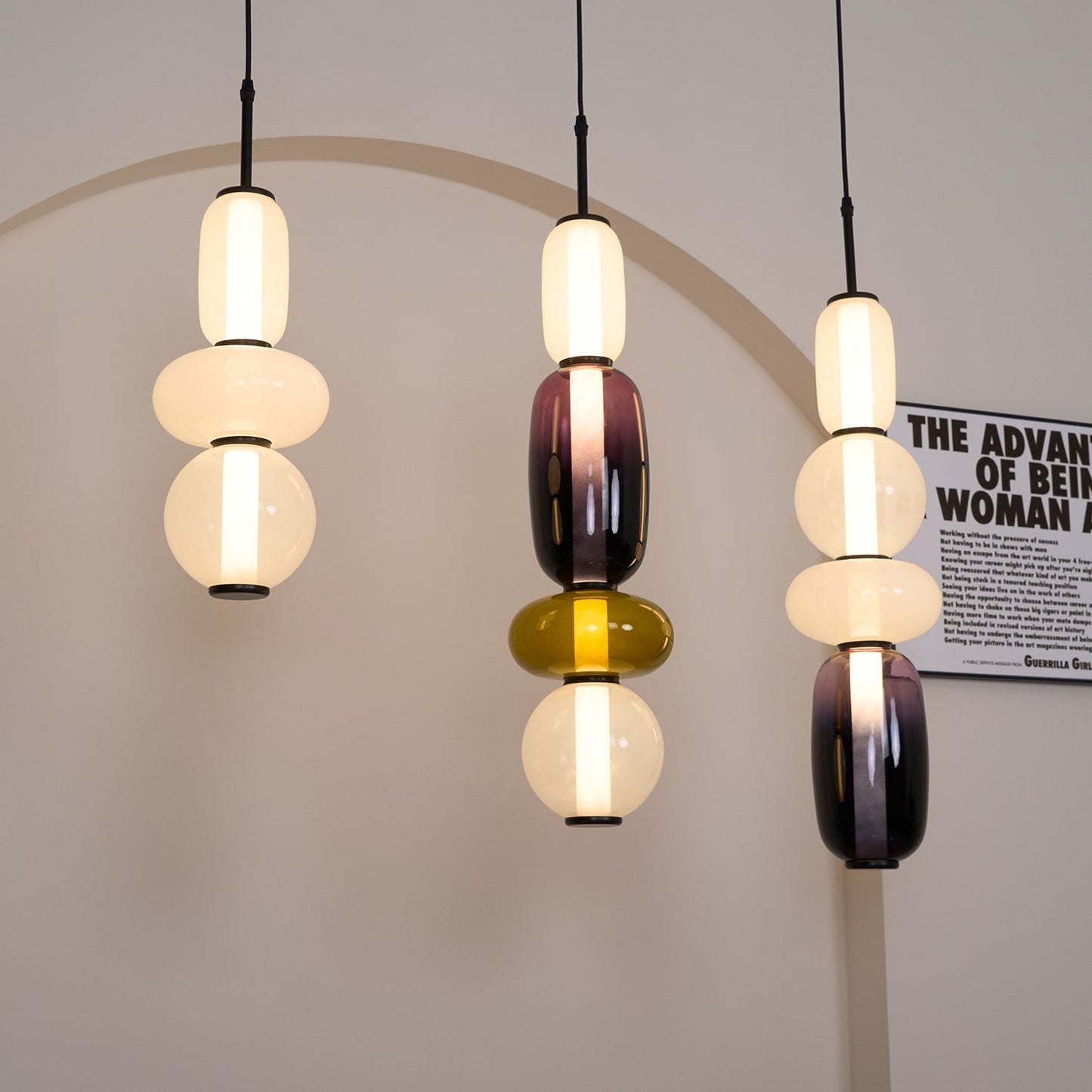 Coloured Glass Pendant Ceiling Lamp | Modern Chandelier Light for Dining and Living