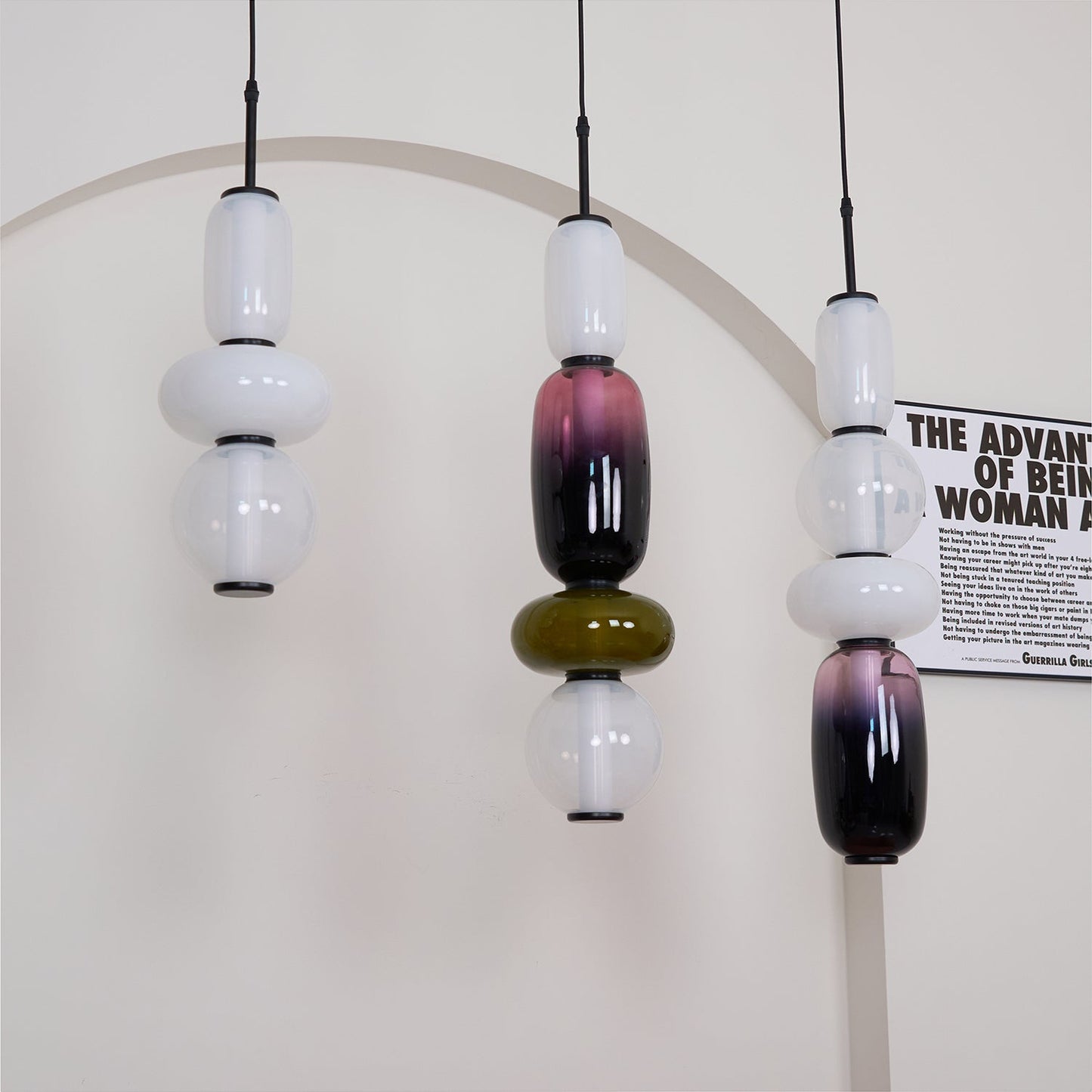 Coloured Glass Pendant Ceiling Lamp | Modern Chandelier Light for Dining and Living