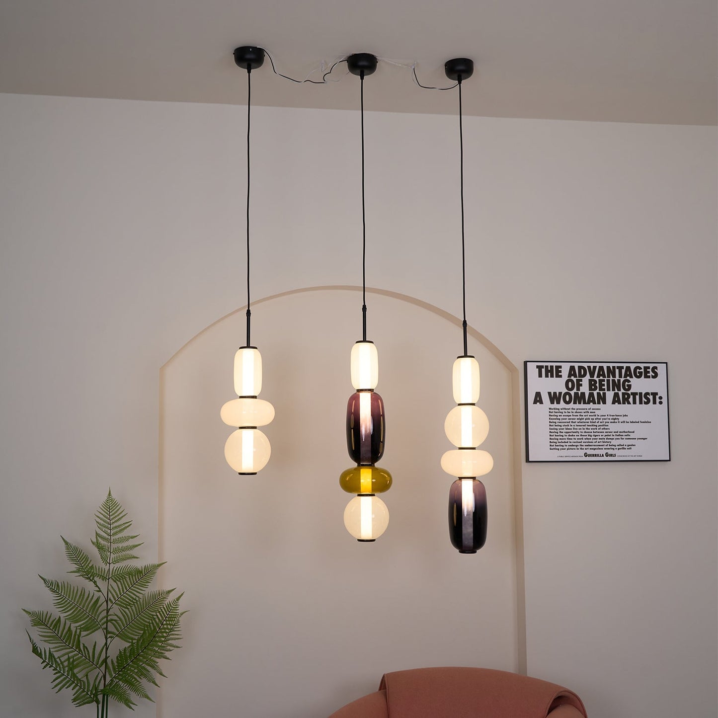 Coloured Glass Pendant Ceiling Lamp | Modern Chandelier Light for Dining and Living